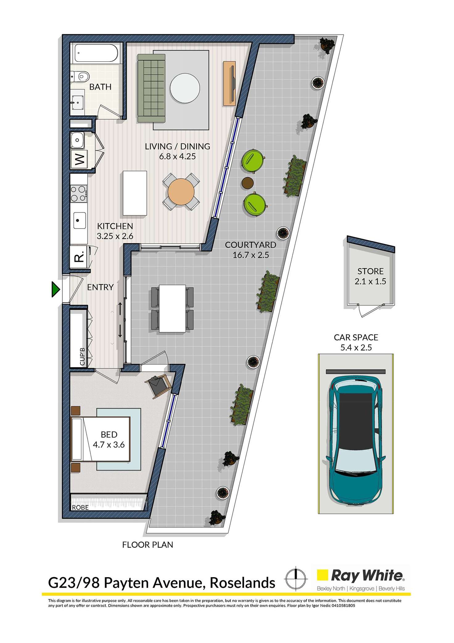 Floorplan of Homely unit listing, 23G/98 Payten Avenue, Roselands NSW 2196