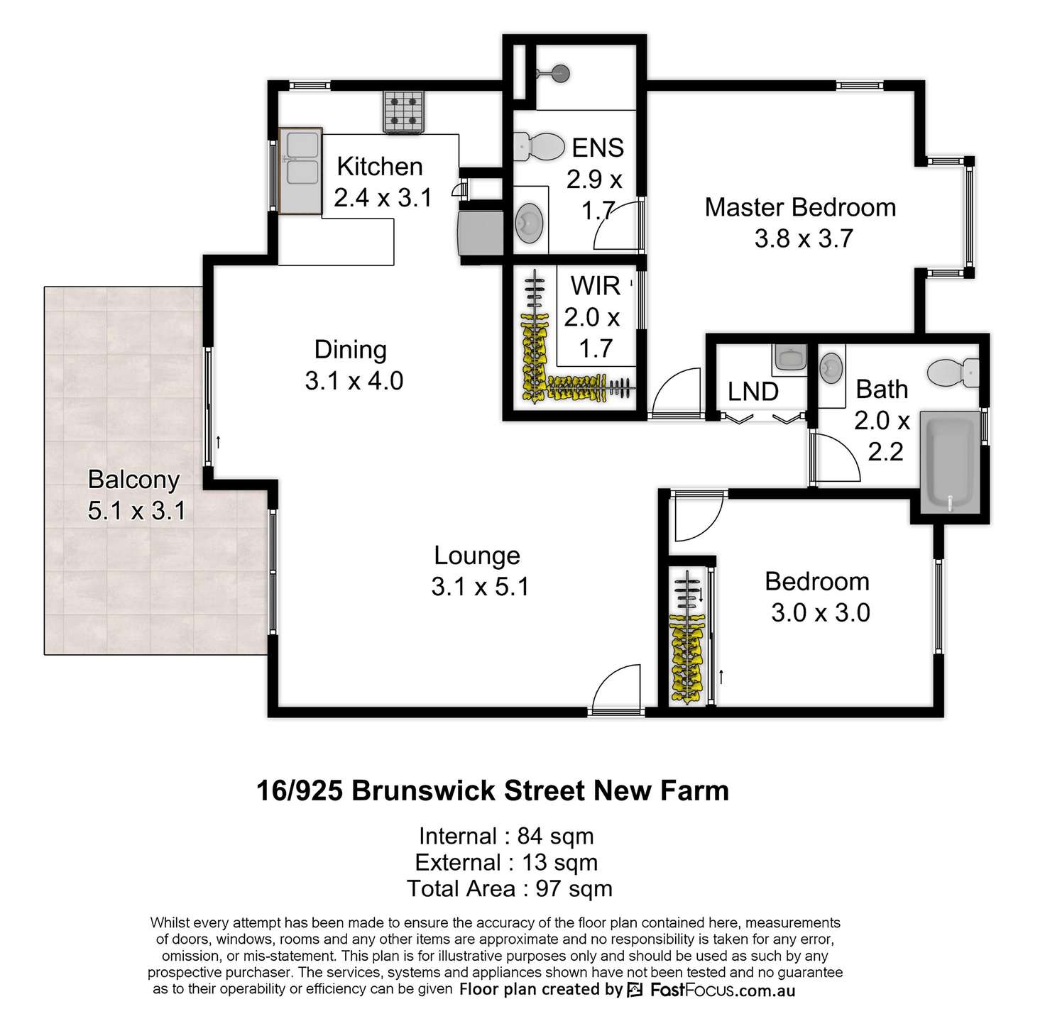 Floorplan of Homely apartment listing, 16/925 Brunswick Street, New Farm QLD 4005