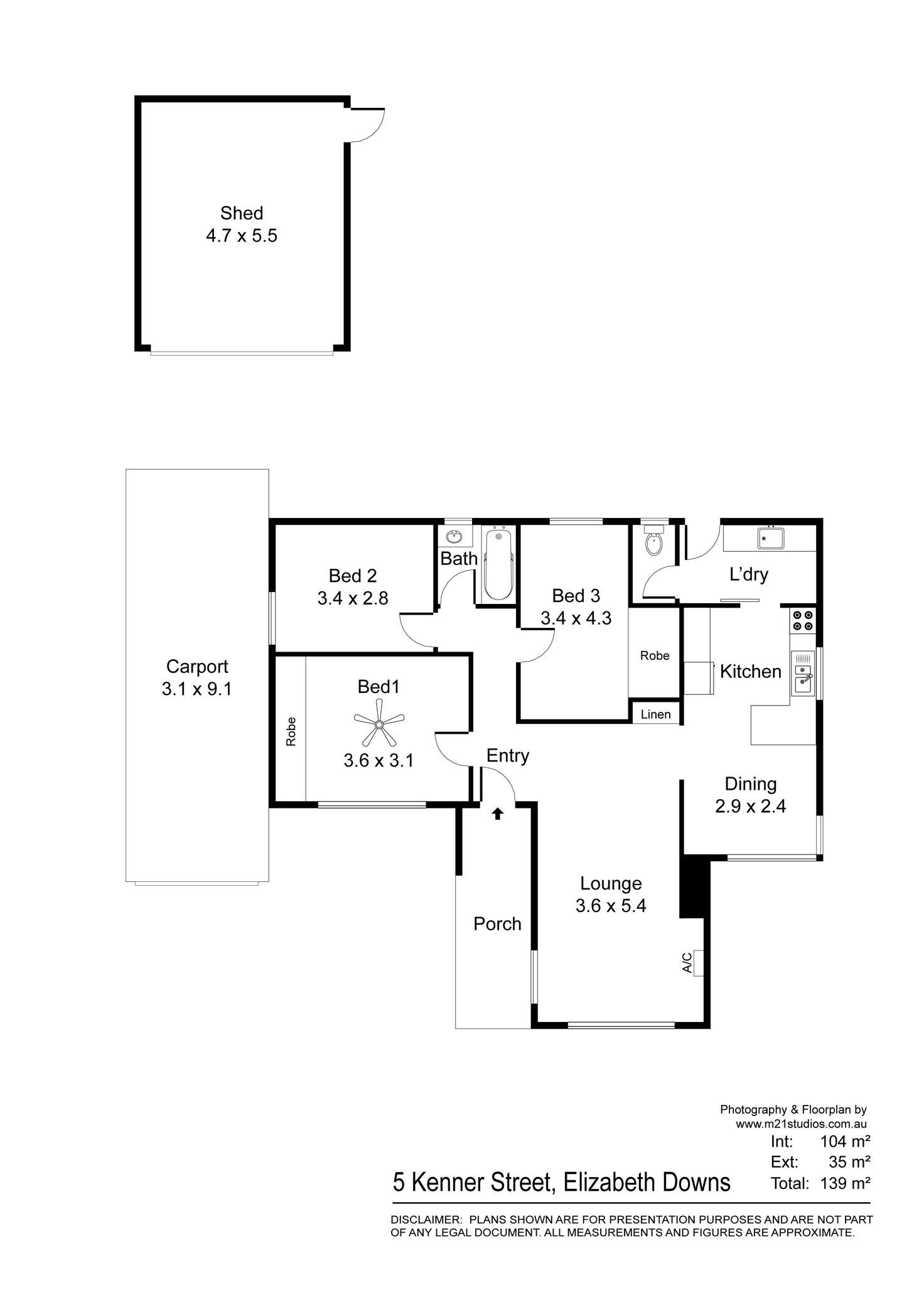 Floorplan of Homely house listing, 5 Kenner Street, Elizabeth Downs SA 5113