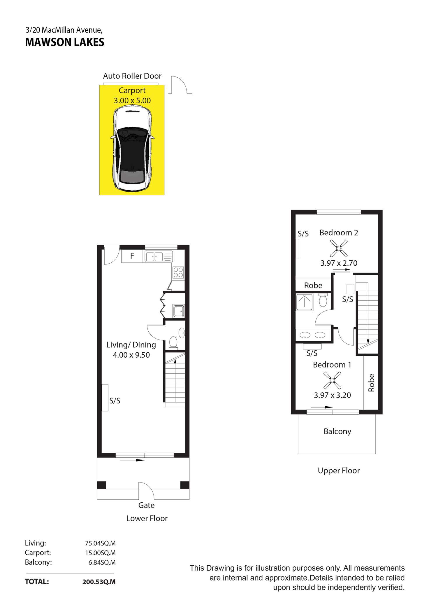 Floorplan of Homely townhouse listing, Unit 3/20 Macmillan Avenue, Mawson Lakes SA 5095