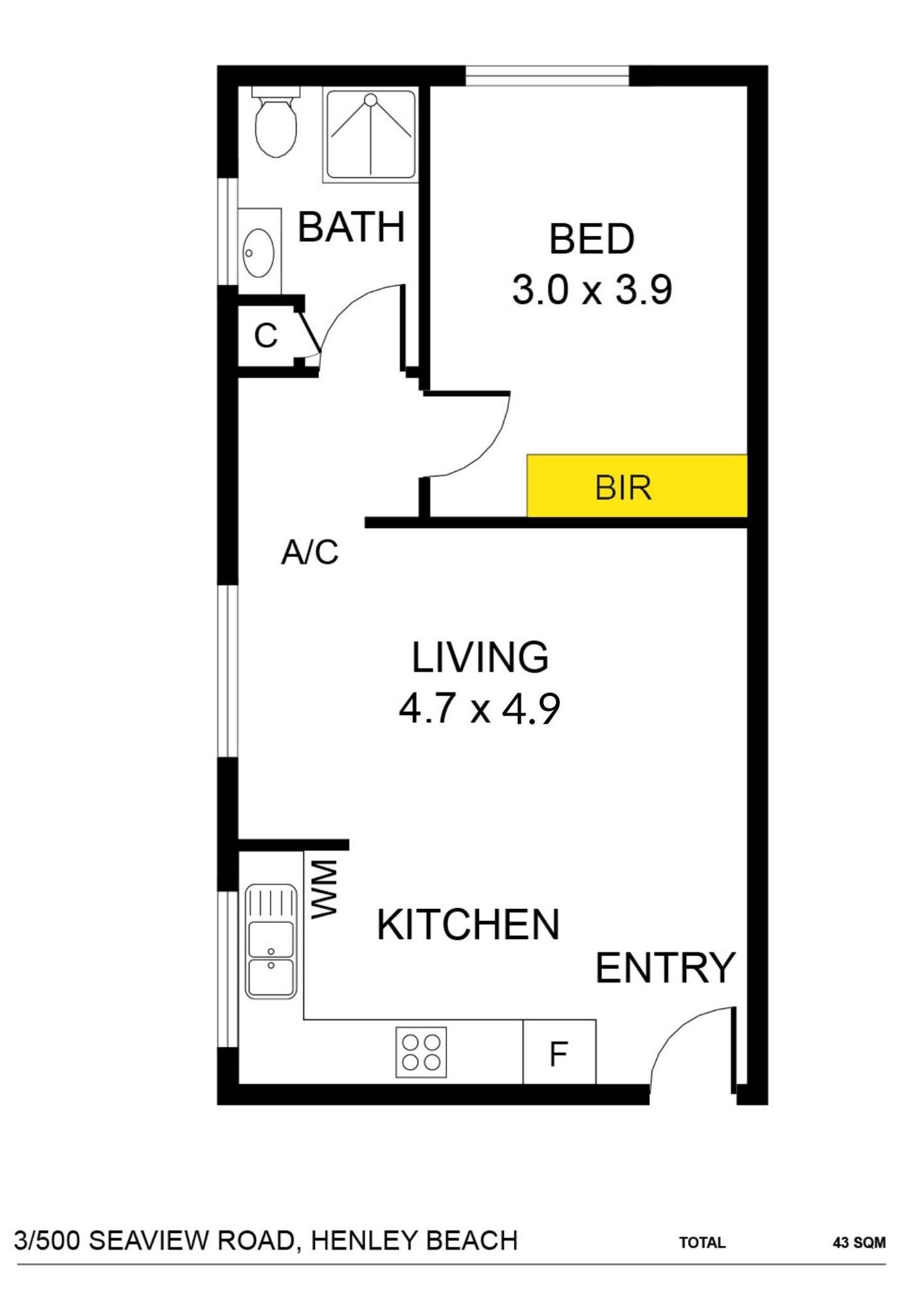 Floorplan of Homely unit listing, 3/500 Seaview Road, Henley Beach SA 5022