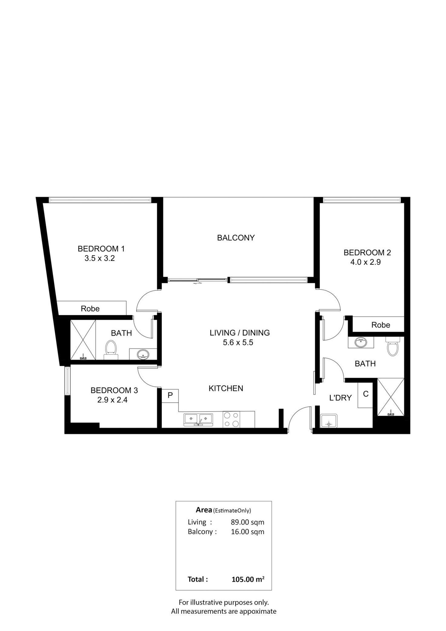 Floorplan of Homely apartment listing, 1805/180 Franklin Street, Adelaide SA 5000