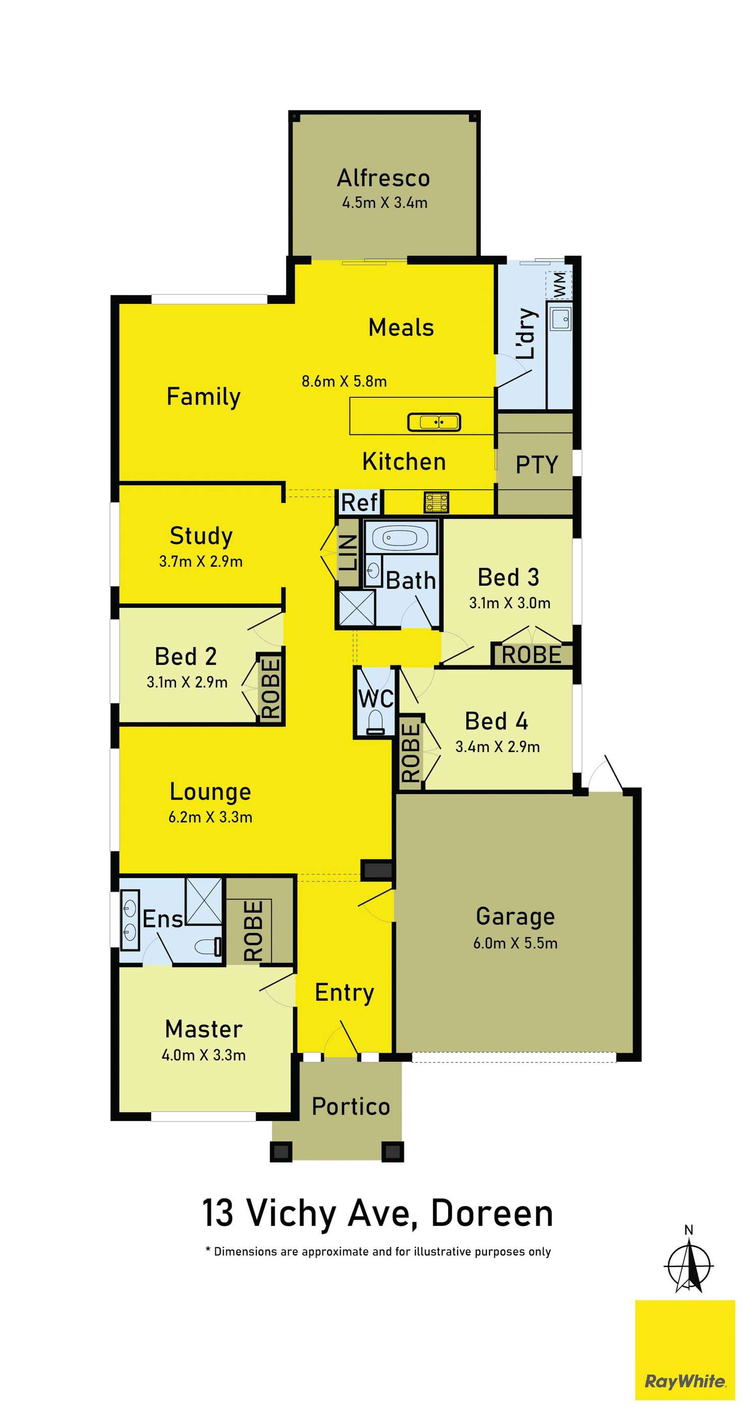 Floorplan of Homely house listing, 13 Vichy Avenue, Doreen VIC 3754