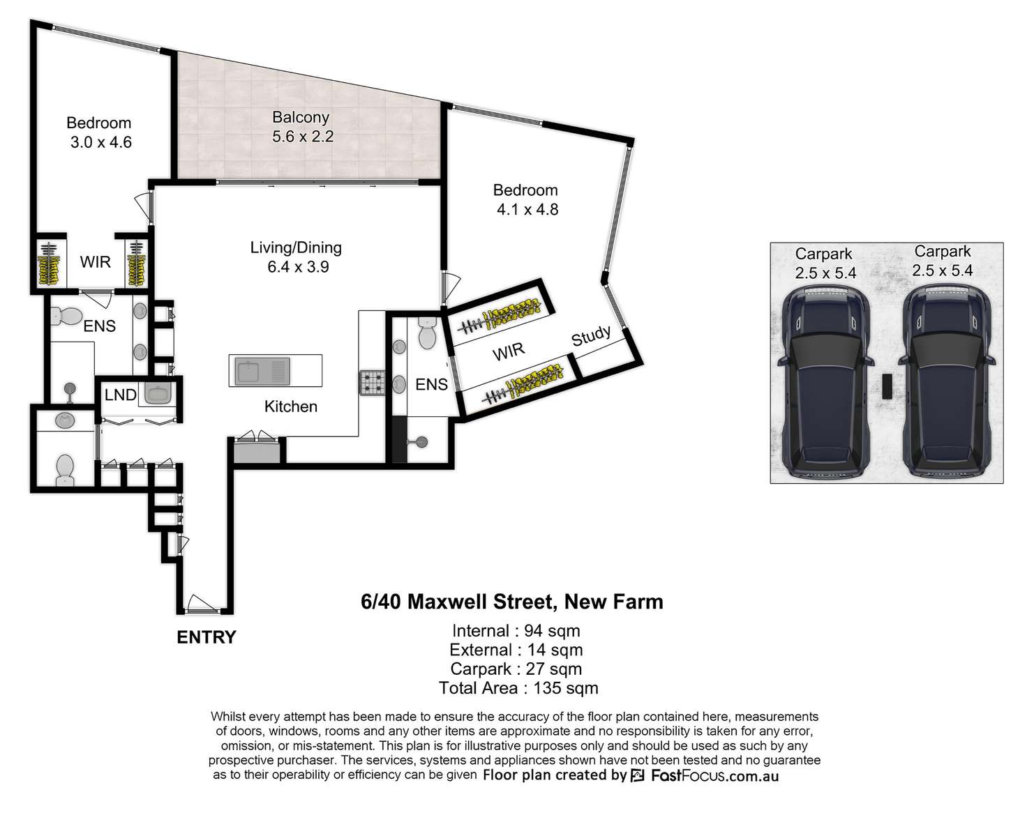 Floorplan of Homely unit listing, 6/40 Maxwell Street, New Farm QLD 4005
