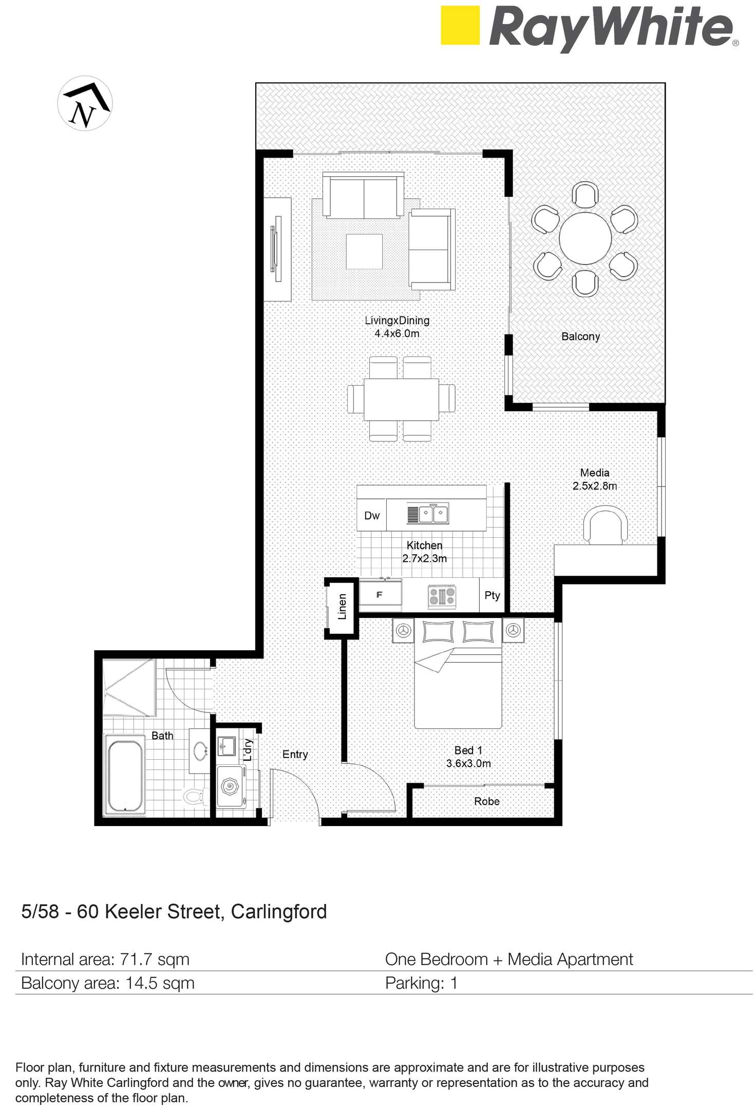 Floorplan of Homely apartment listing, 5/58-60 Keeler Street, Carlingford NSW 2118