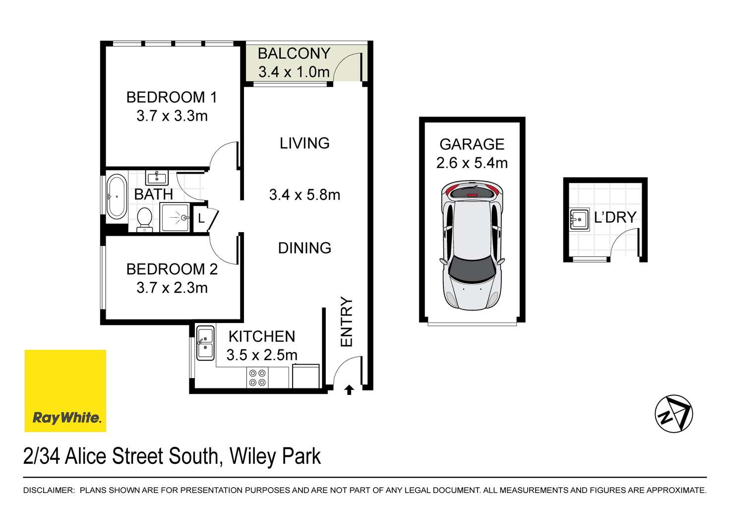 Floorplan of Homely unit listing, 2/34 Alice Street, Wiley Park NSW 2195
