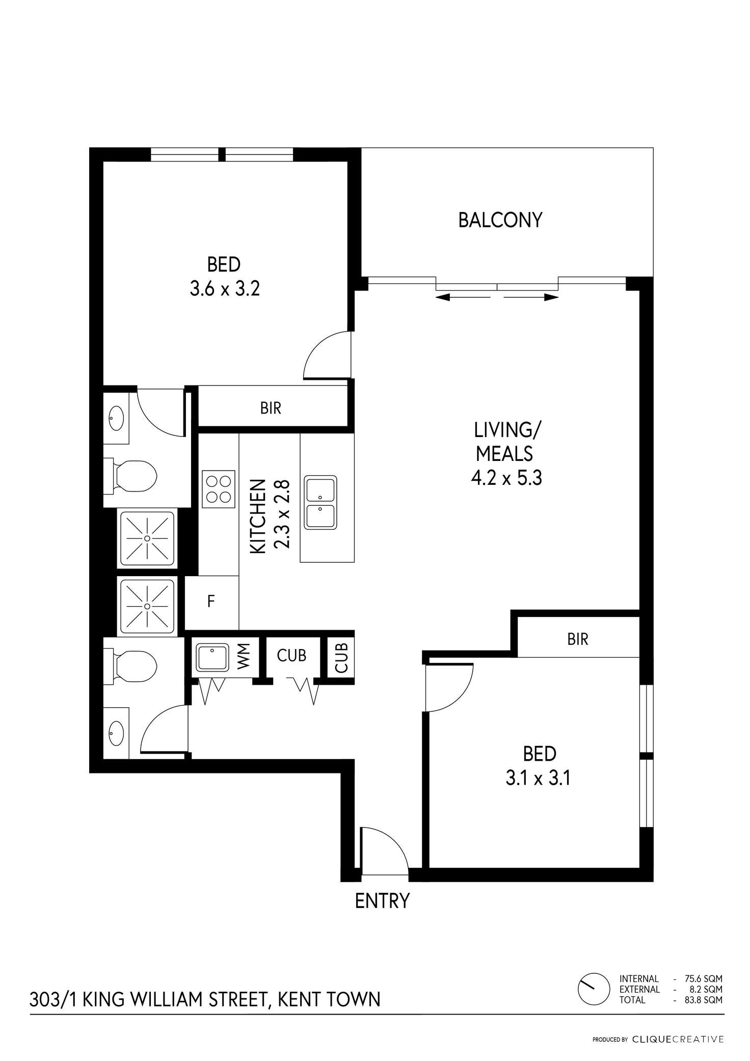 Floorplan of Homely apartment listing, 303/1 King William Street, Kent Town SA 5067