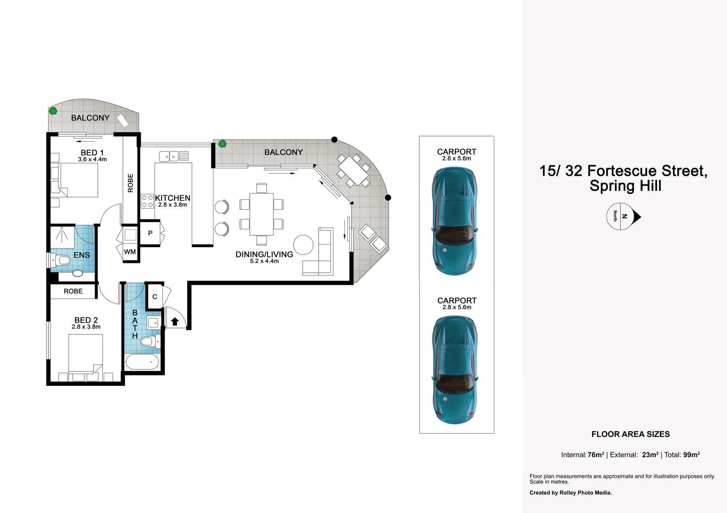 Floorplan of Homely apartment listing, 15/32 Fortescue Street, Spring Hill QLD 4000