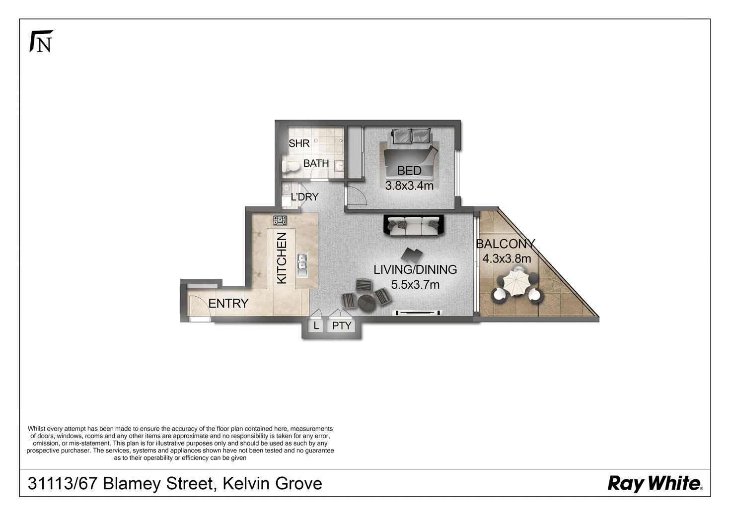 Floorplan of Homely apartment listing, 31113/67 Blamey Street, Kelvin Grove QLD 4059