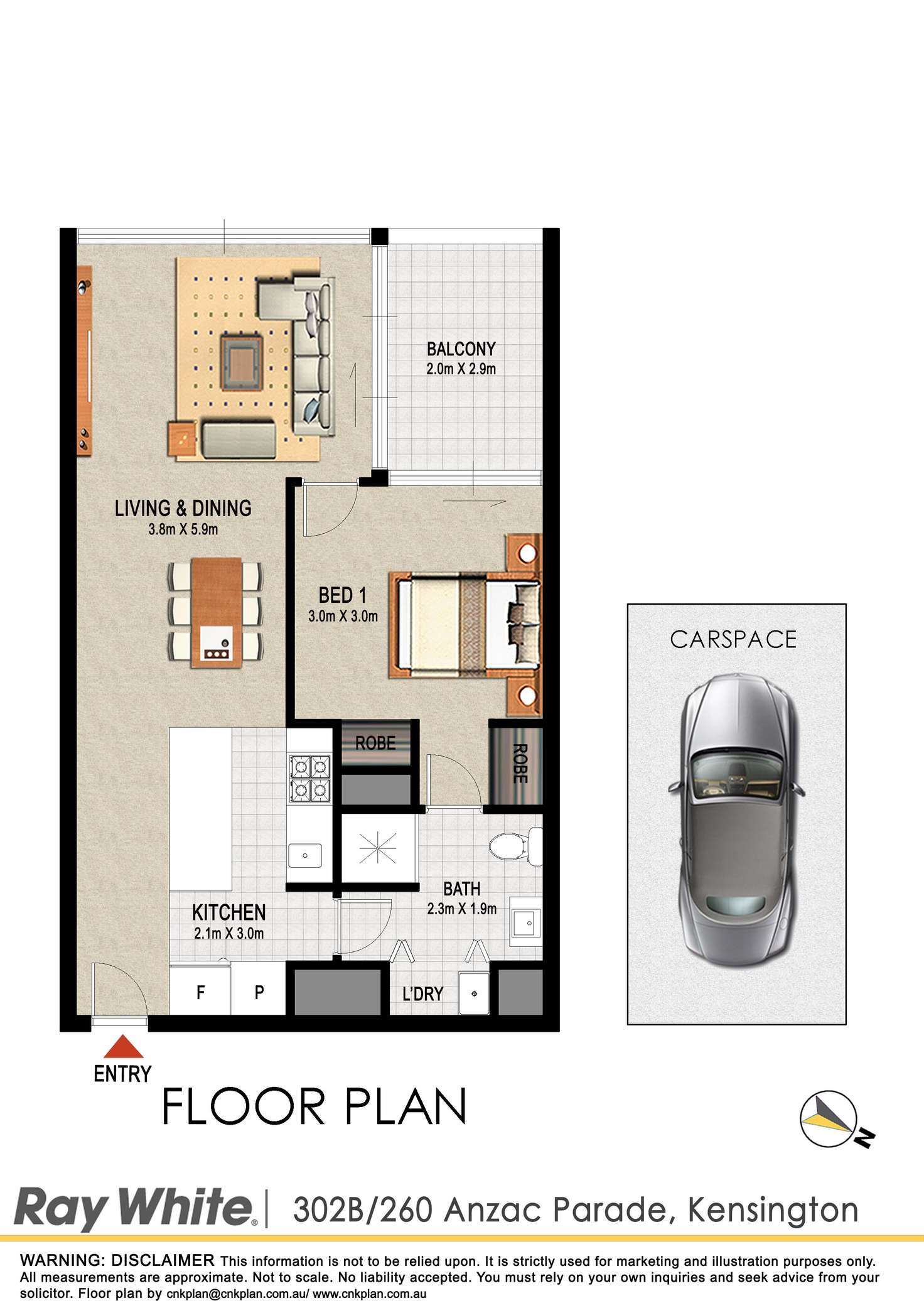 Floorplan of Homely apartment listing, 302B/260 Anzac Parade, Kensington NSW 2033