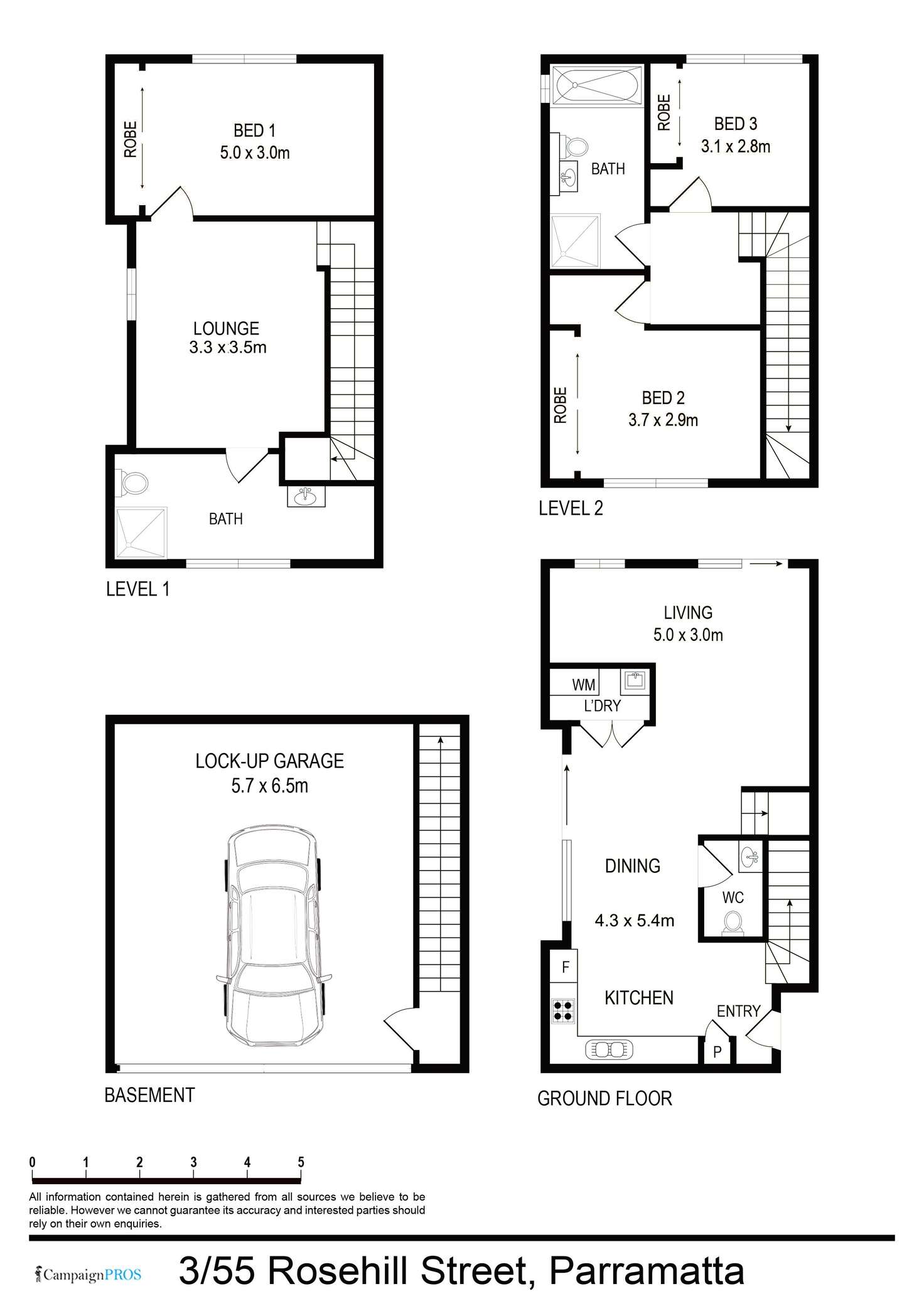 Floorplan of Homely townhouse listing, 3/55 Rosehill Street, Parramatta NSW 2150