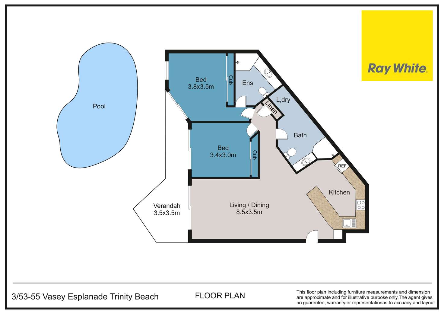 Floorplan of Homely unit listing, 3/53-55 Vasey Esplanade, Trinity Beach QLD 4879