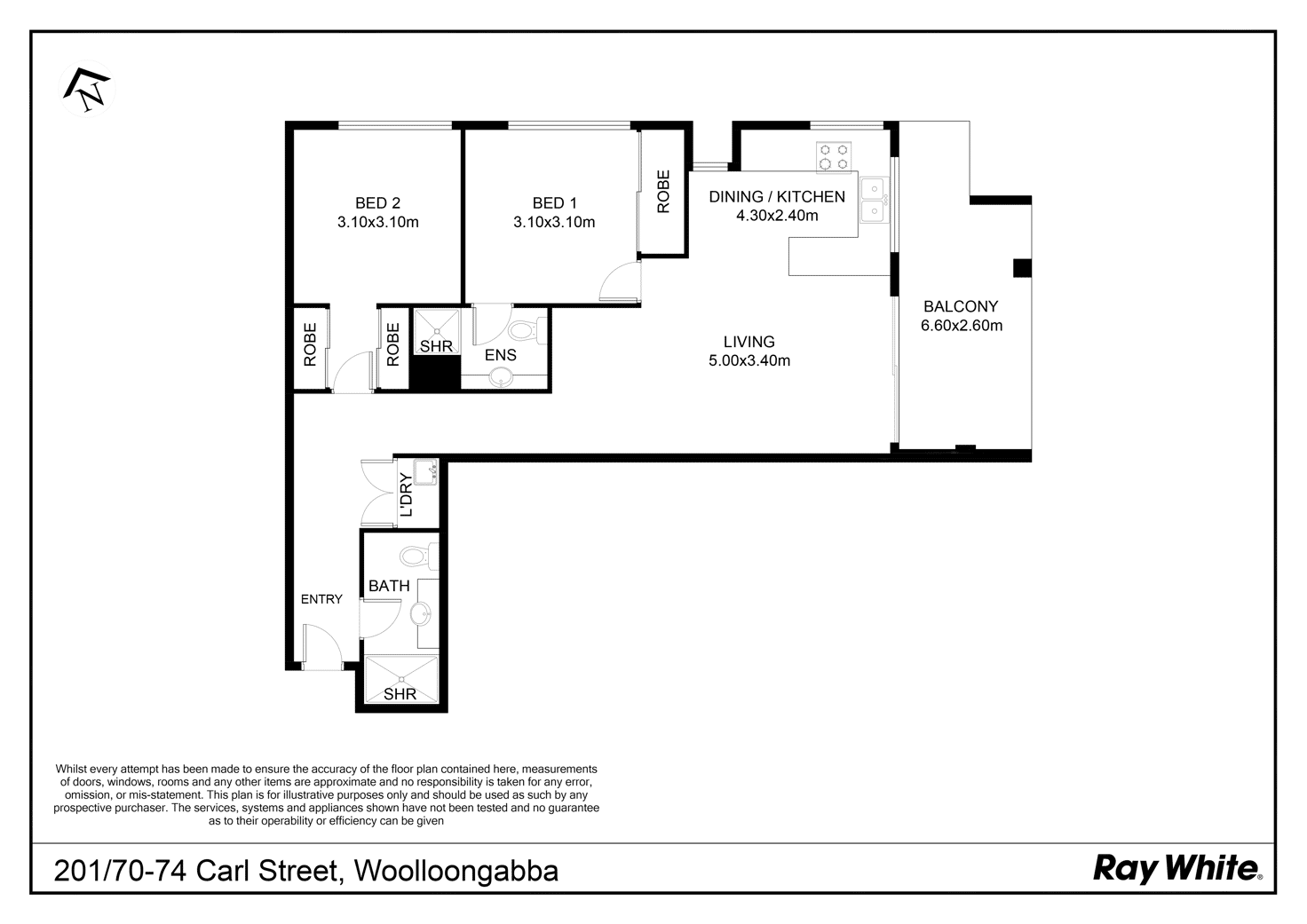 Floorplan of Homely apartment listing, 201/70-74 Carl Street, Woolloongabba QLD 4102