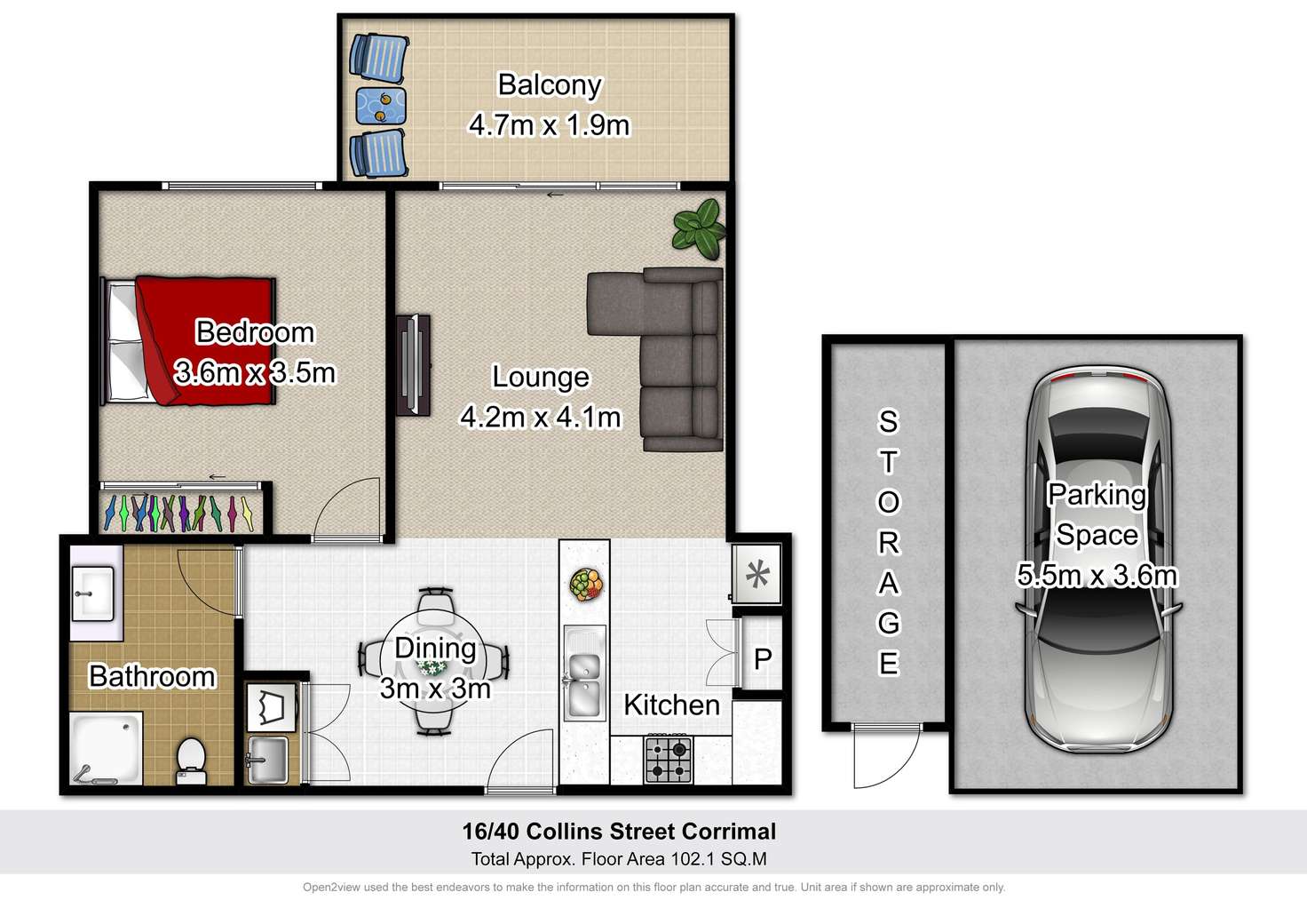 Floorplan of Homely apartment listing, 16/40-46 Collins Street, Corrimal NSW 2518