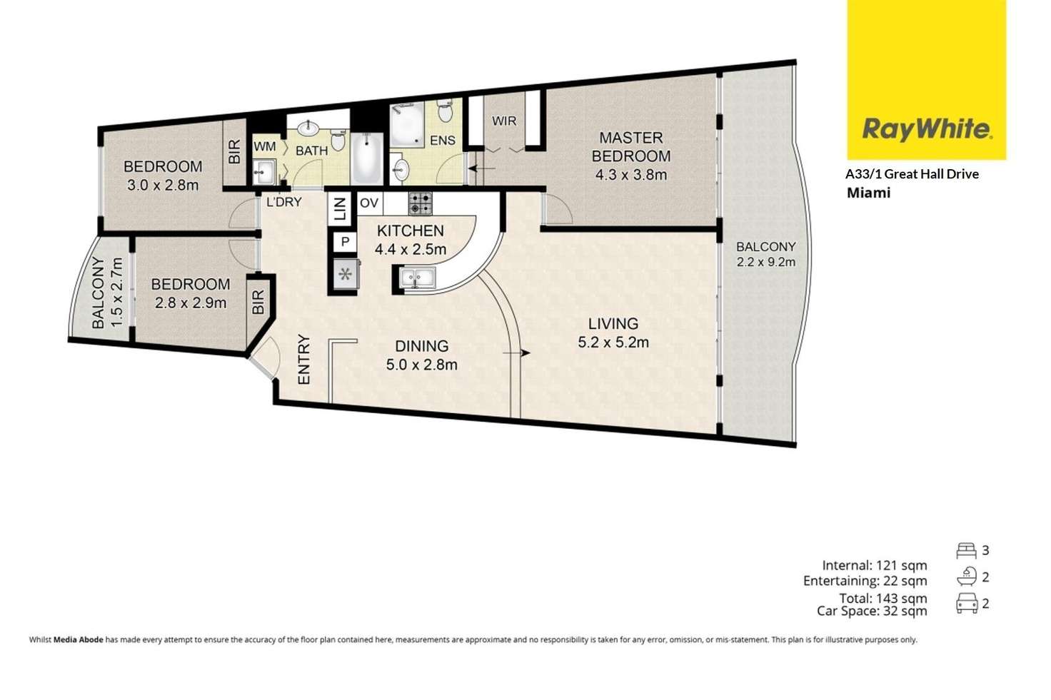 Floorplan of Homely apartment listing, A33/1 Great Hall Drive, Miami QLD 4220