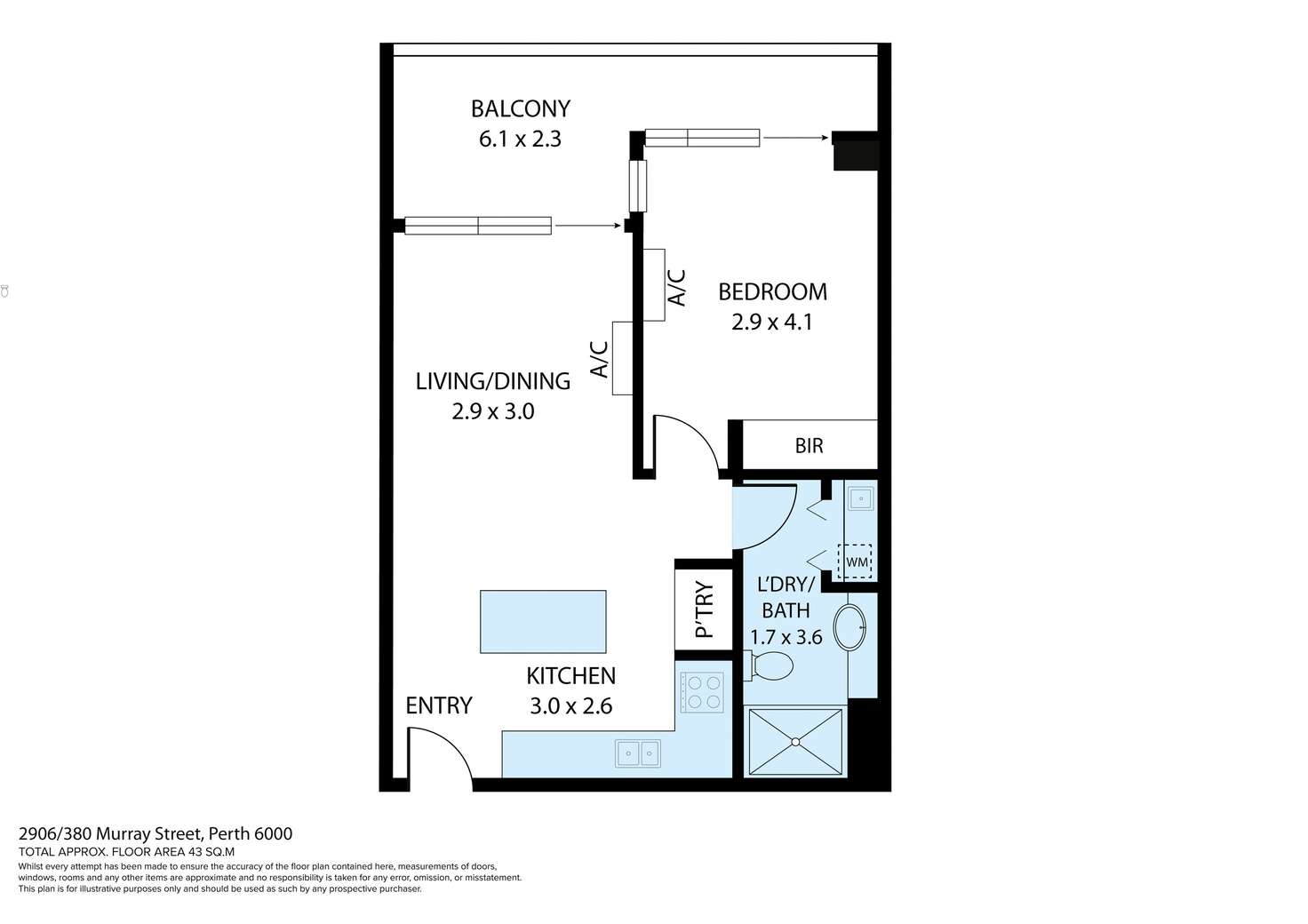 Floorplan of Homely apartment listing, 2906/380 Murray Street, Perth WA 6000