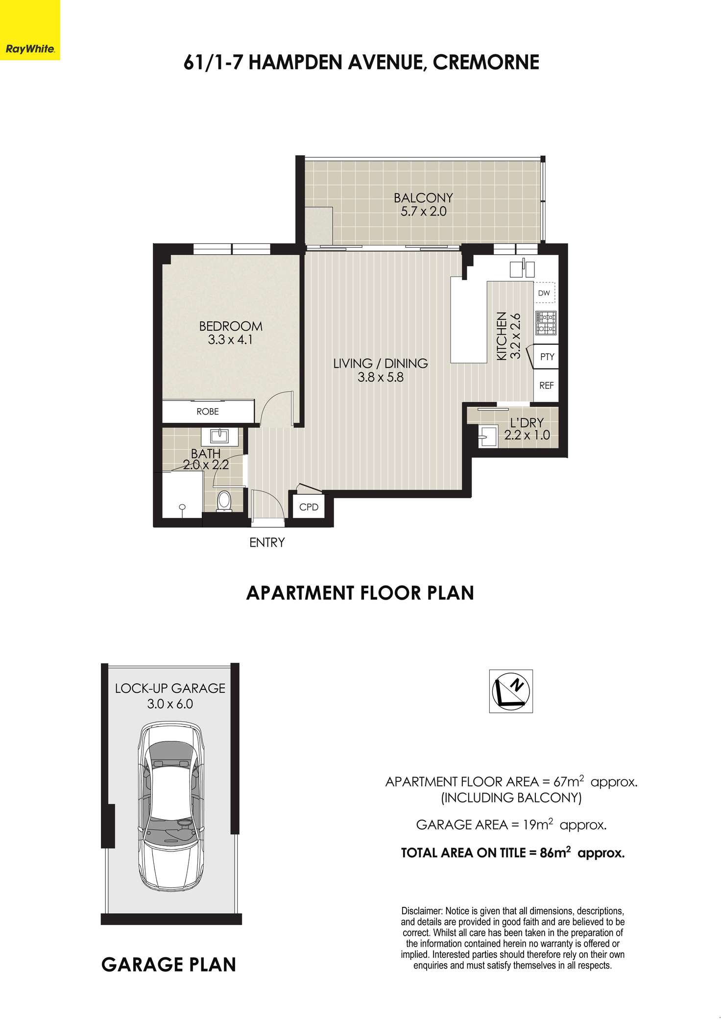 Floorplan of Homely apartment listing, 61/1-7 Hampden Avenue, Cremorne NSW 2090