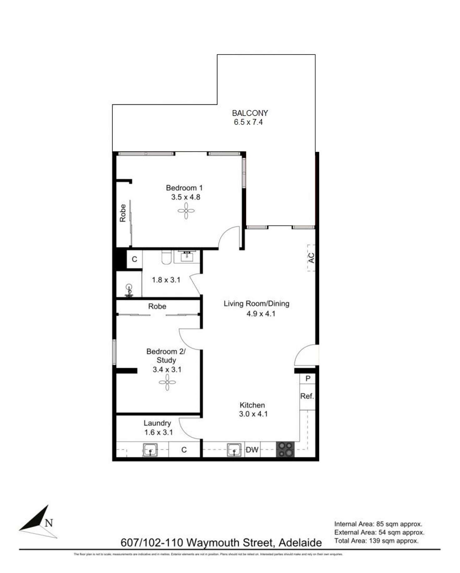 Floorplan of Homely apartment listing, 607/102-110 Waymouth Street, Adelaide SA 5000