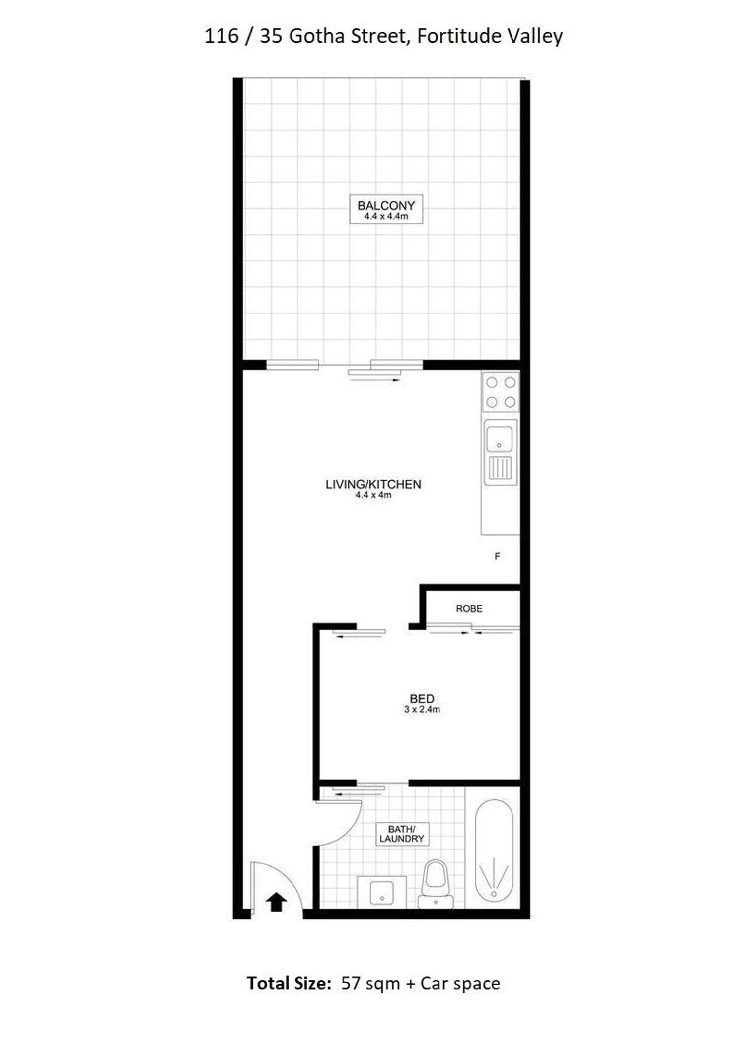 Floorplan of Homely apartment listing, 116/41 Gotha Street, Fortitude Valley QLD 4006