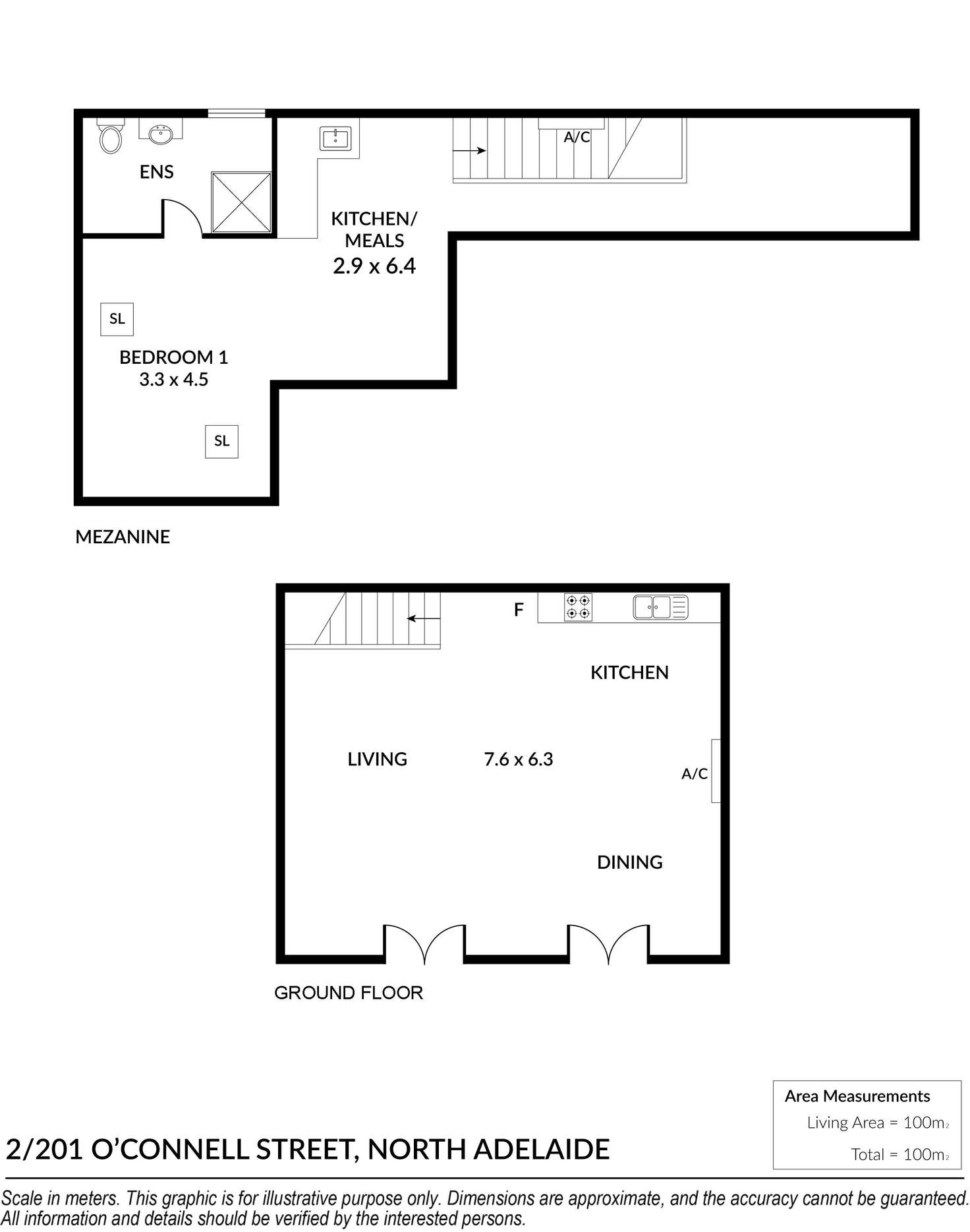 Floorplan of Homely studio listing, 2/201 O'Connell Street, North Adelaide SA 5006