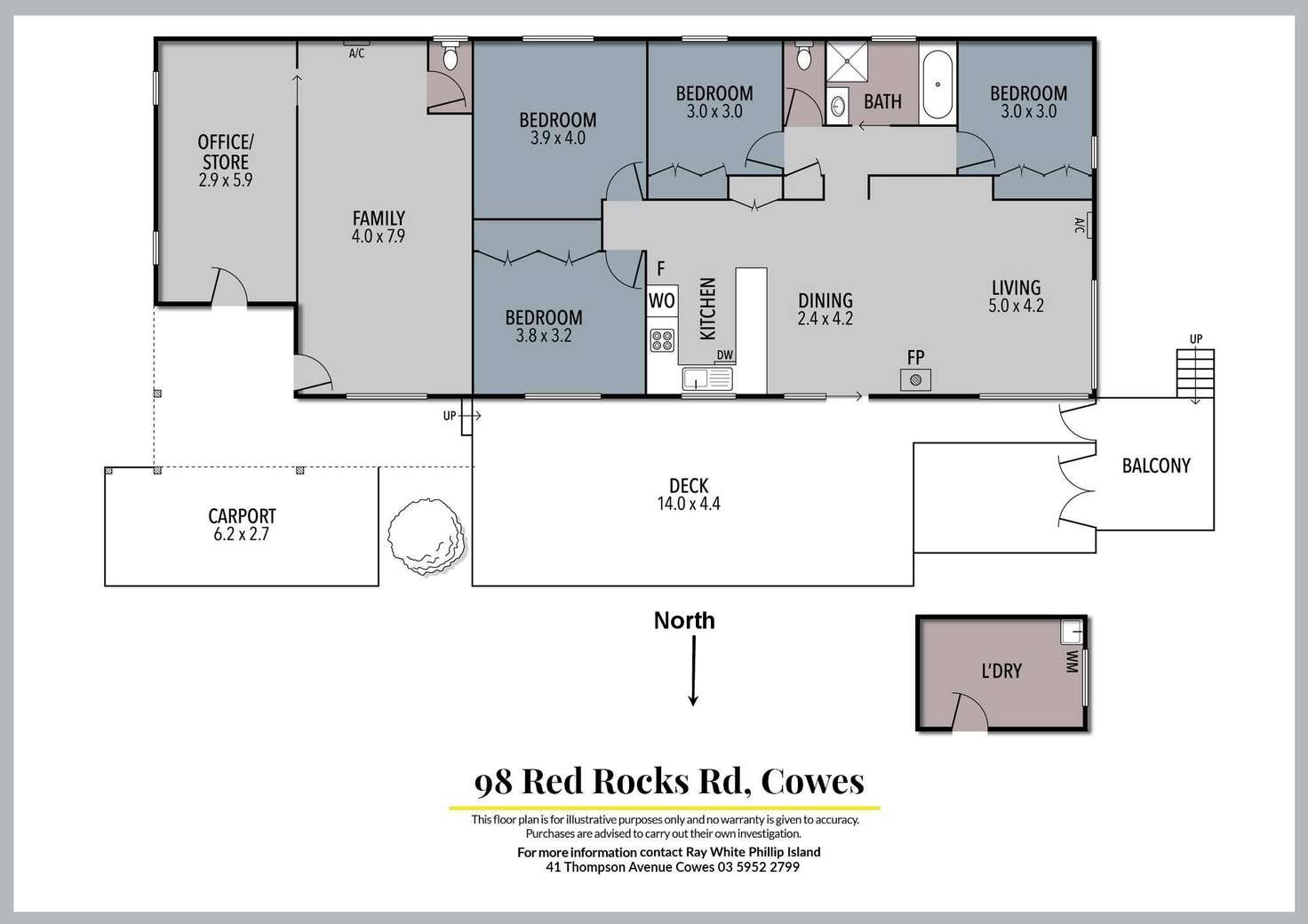 Floorplan of Homely house listing, 98 Red Rocks Road, Cowes VIC 3922