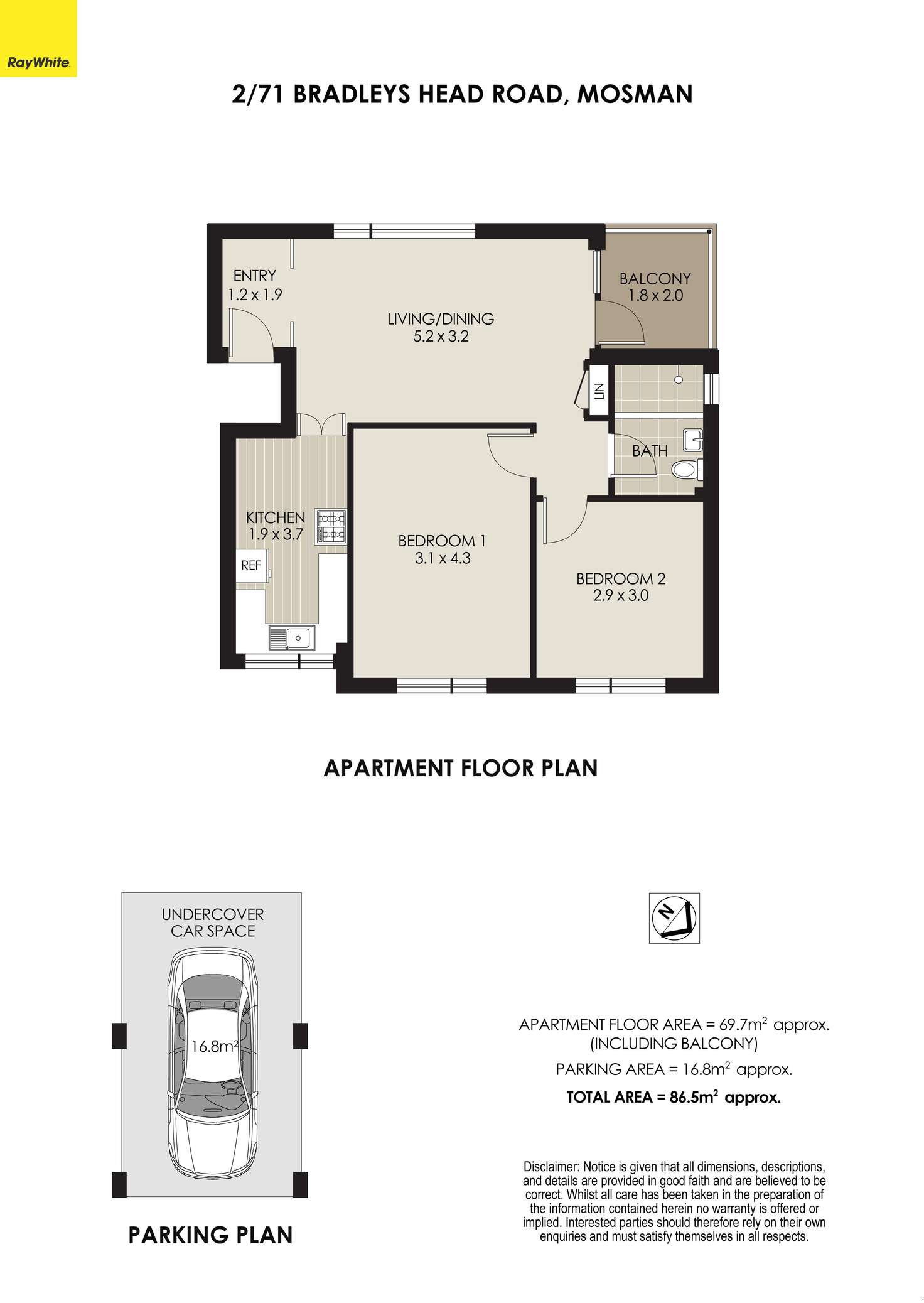 Floorplan of Homely apartment listing, 2/71 Bradleys Head Road, Mosman NSW 2088