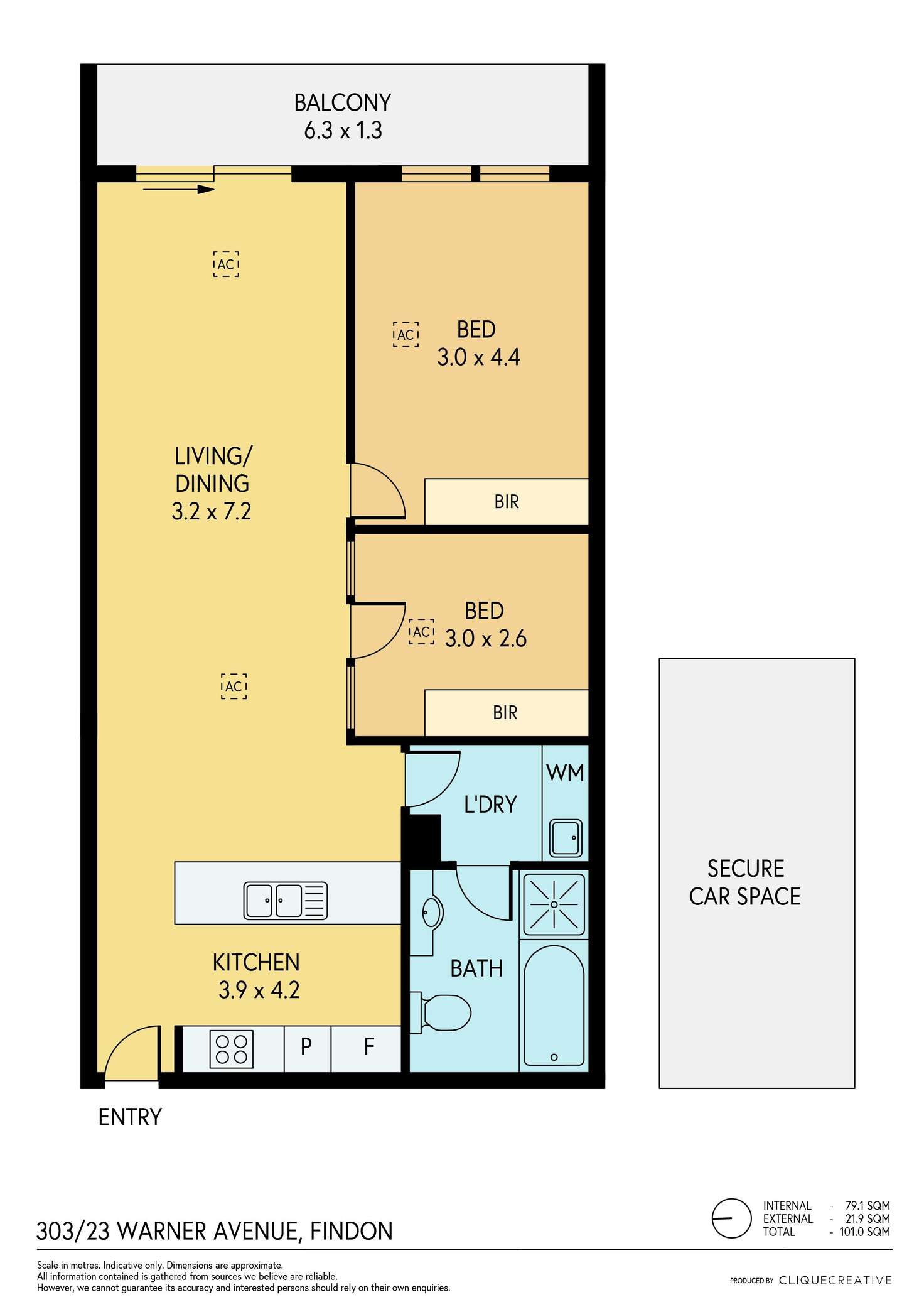 Floorplan of Homely apartment listing, 303/23 Warner Avenue, Findon SA 5023