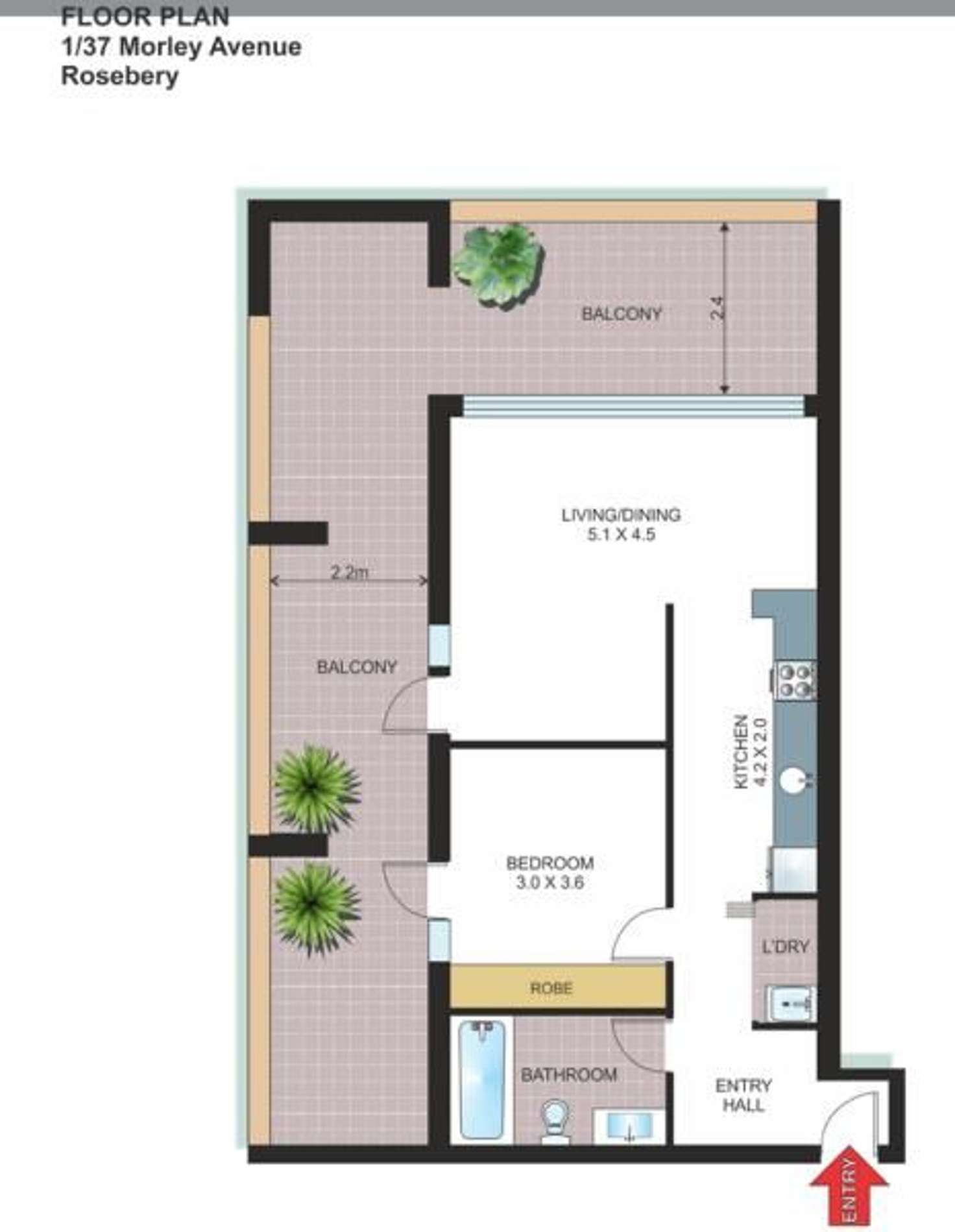 Floorplan of Homely apartment listing, 1/37 Morley Avenue, Rosebery NSW 2018