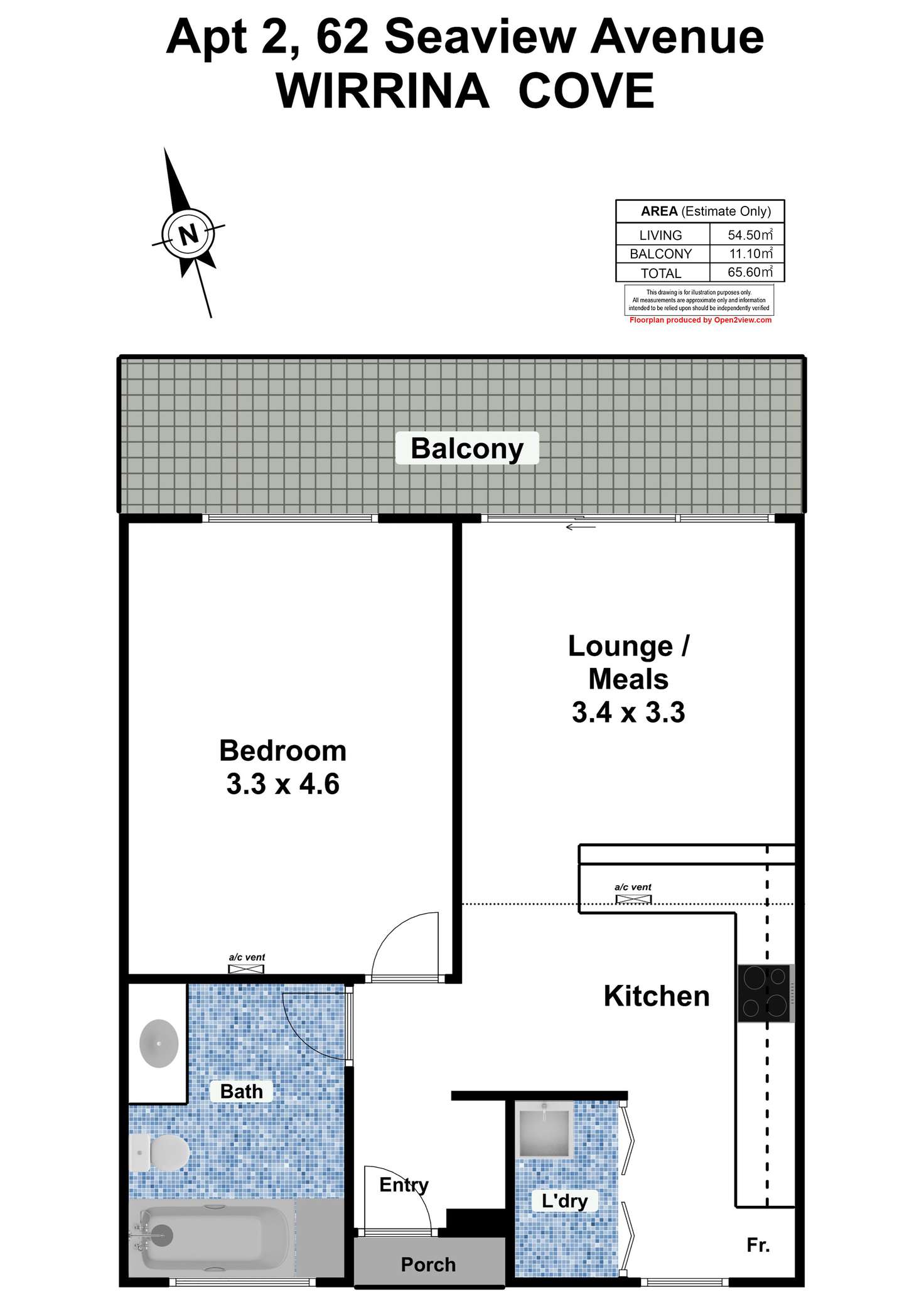 Floorplan of Homely unit listing, 2/62 Seaview Avenue, Wirrina Cove SA 5204