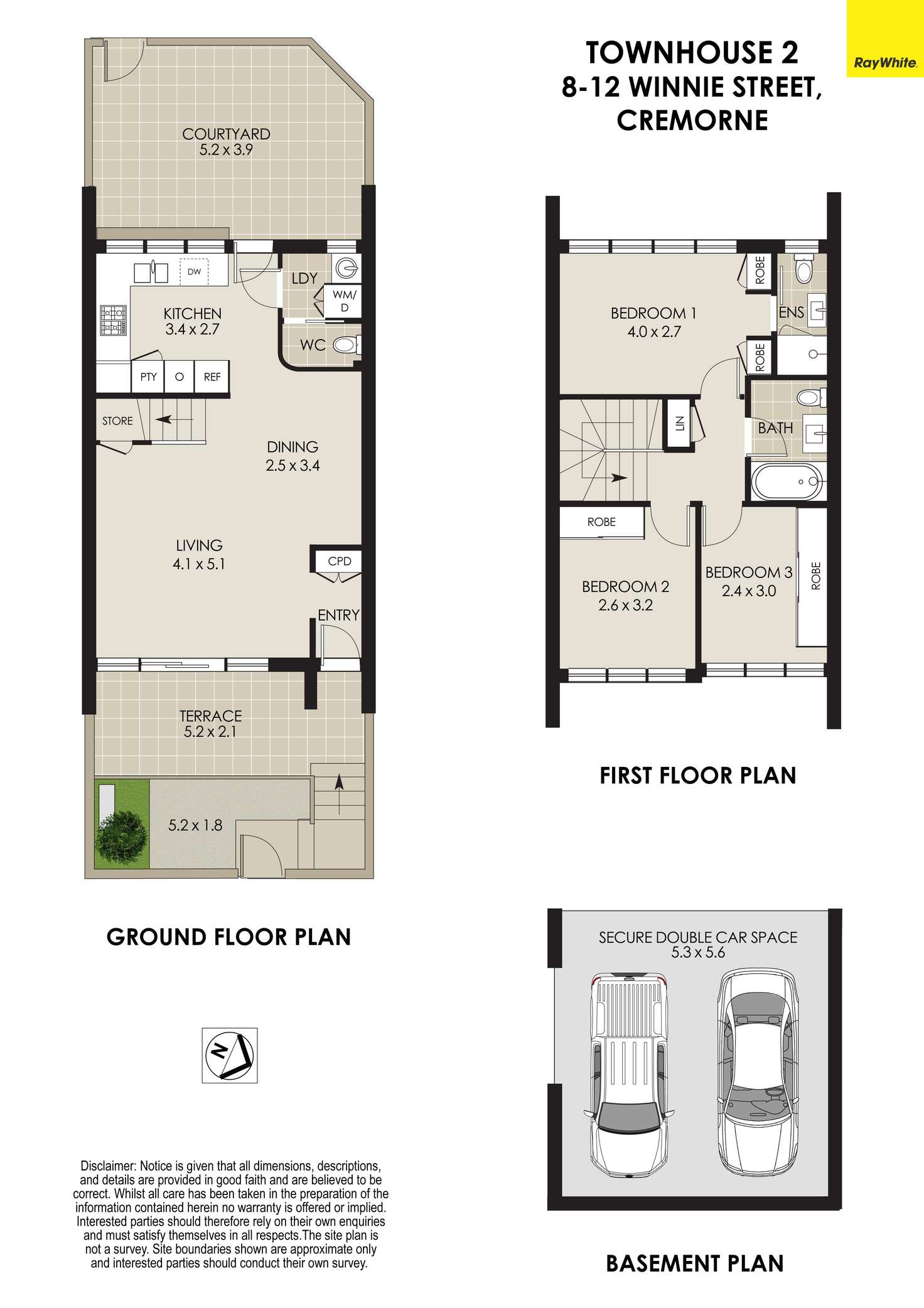 Floorplan of Homely townhouse listing, 2/8-12 Winnie Street, Cremorne NSW 2090