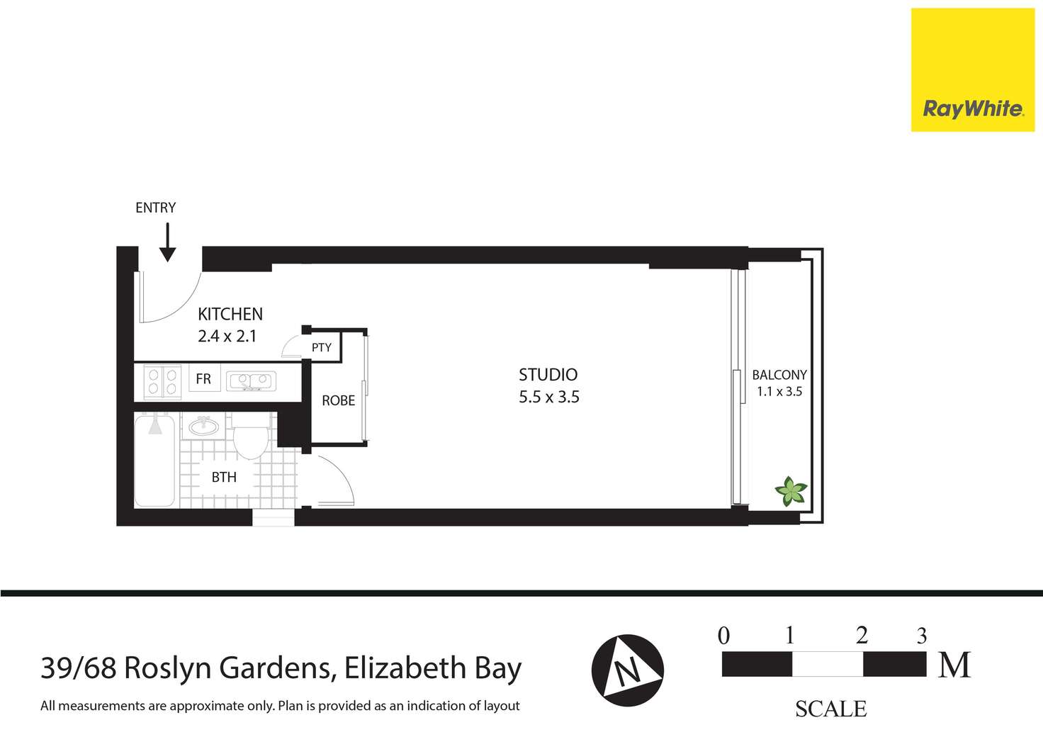 Floorplan of Homely studio listing, 39/68 Roslyn Gardens, Elizabeth Bay NSW 2011