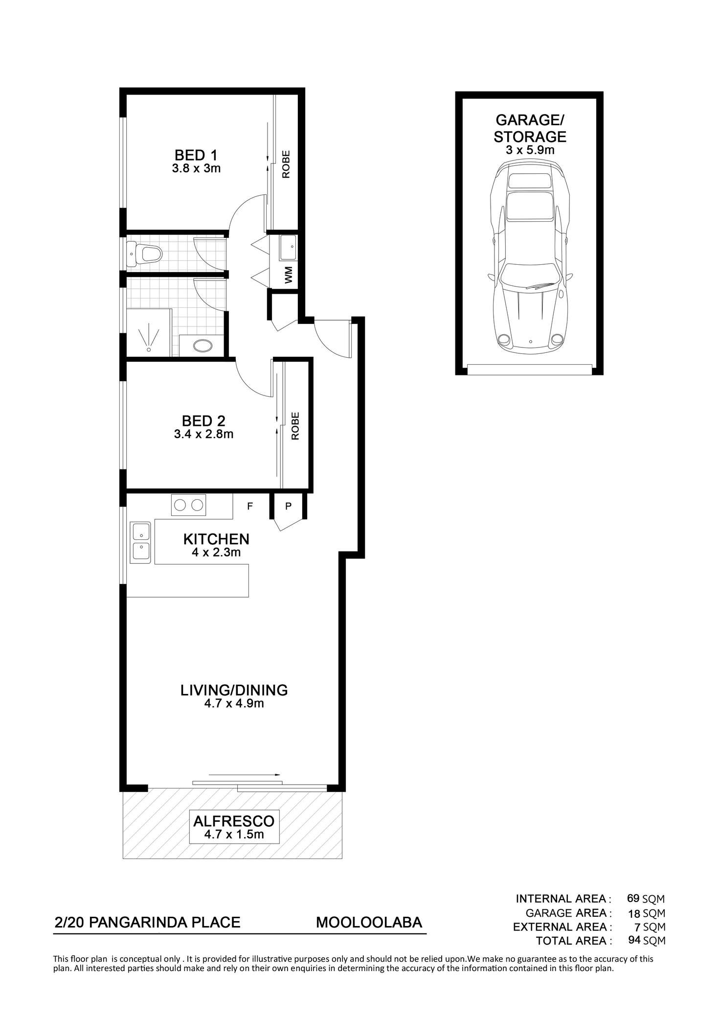 Floorplan of Homely unit listing, 2/20 Pangarinda Place, Mooloolaba QLD 4557