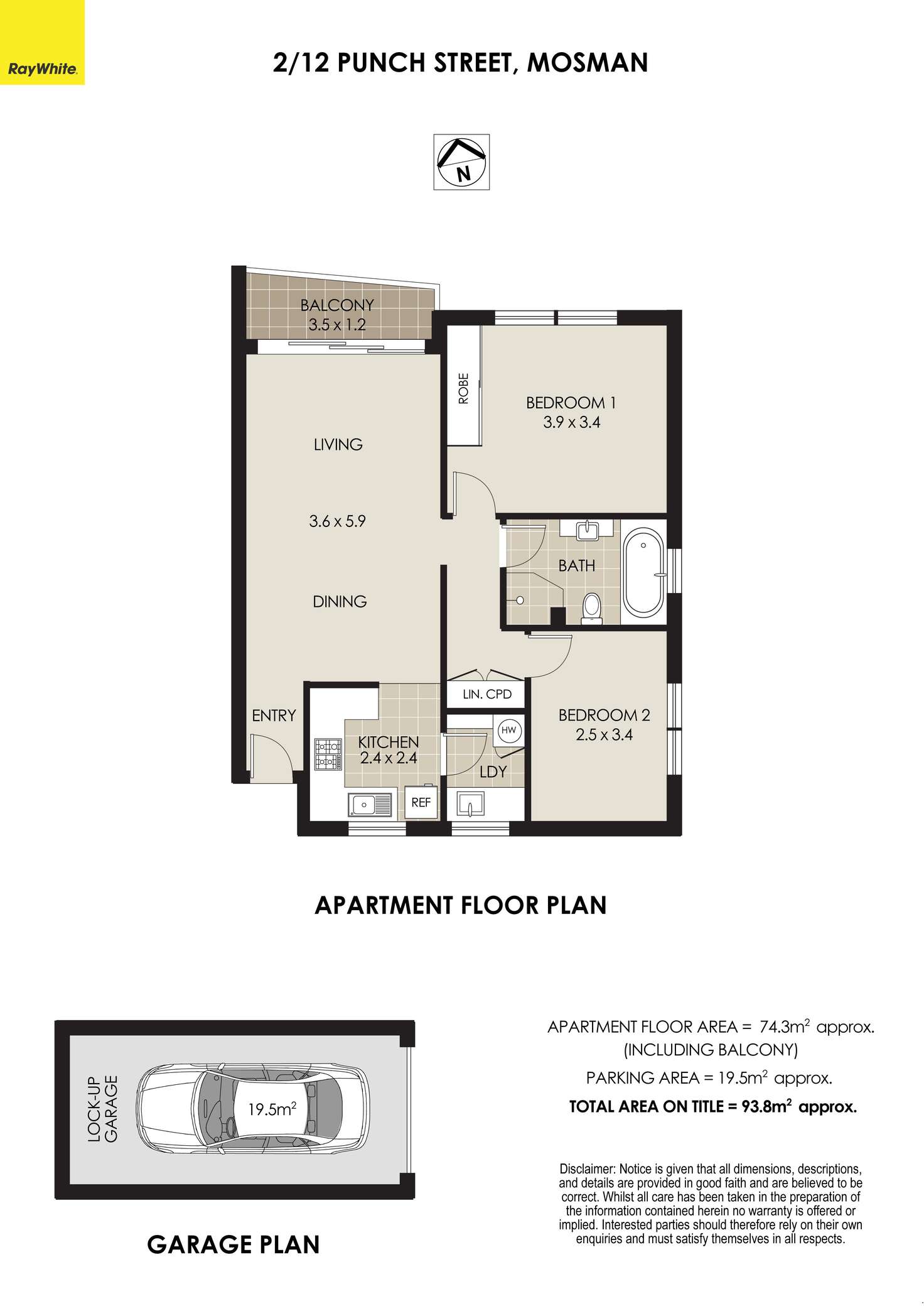 Floorplan of Homely apartment listing, 2/12 Punch Street, Mosman NSW 2088