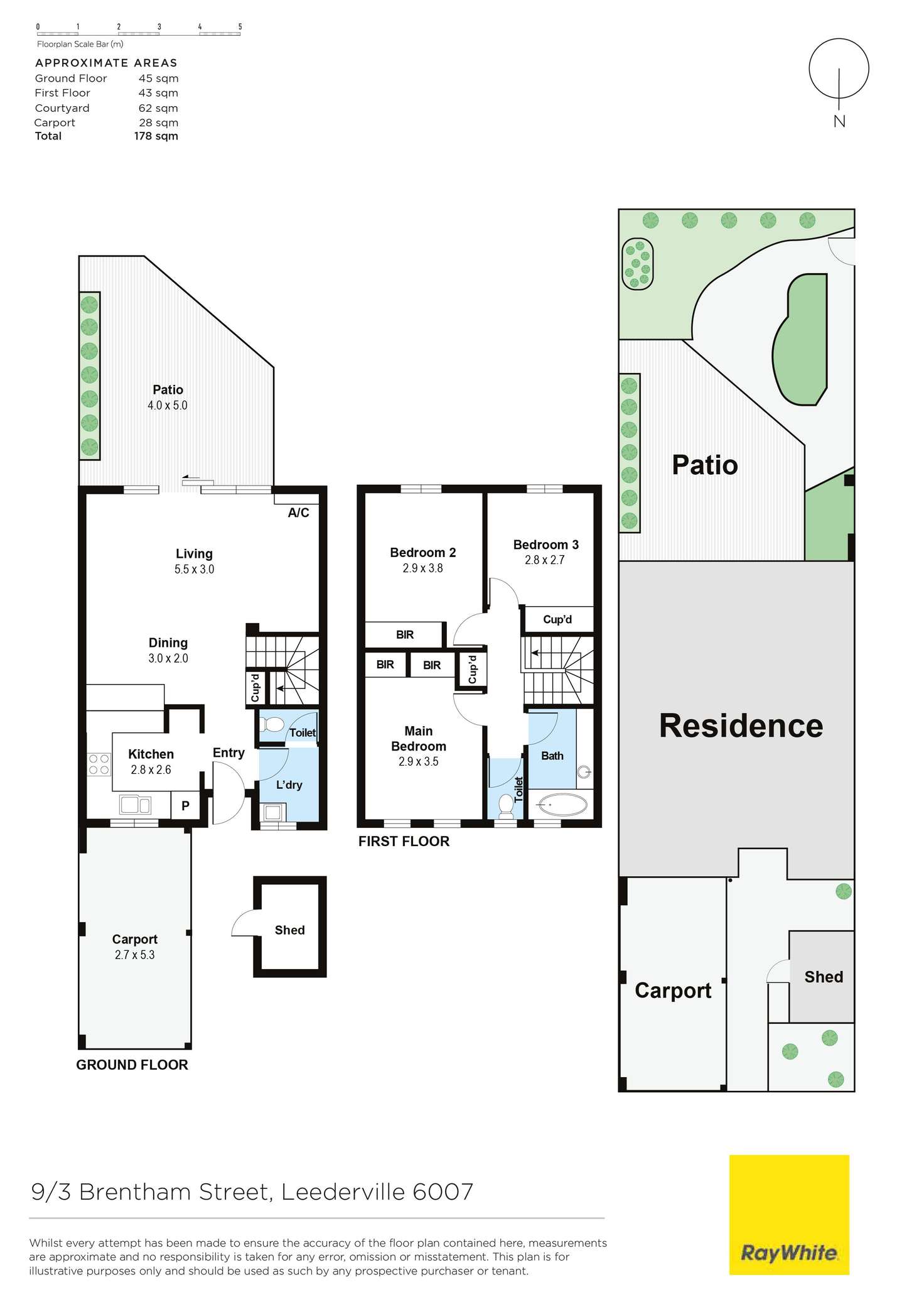 Floorplan of Homely townhouse listing, 9/3 Brentham Street, Leederville WA 6007