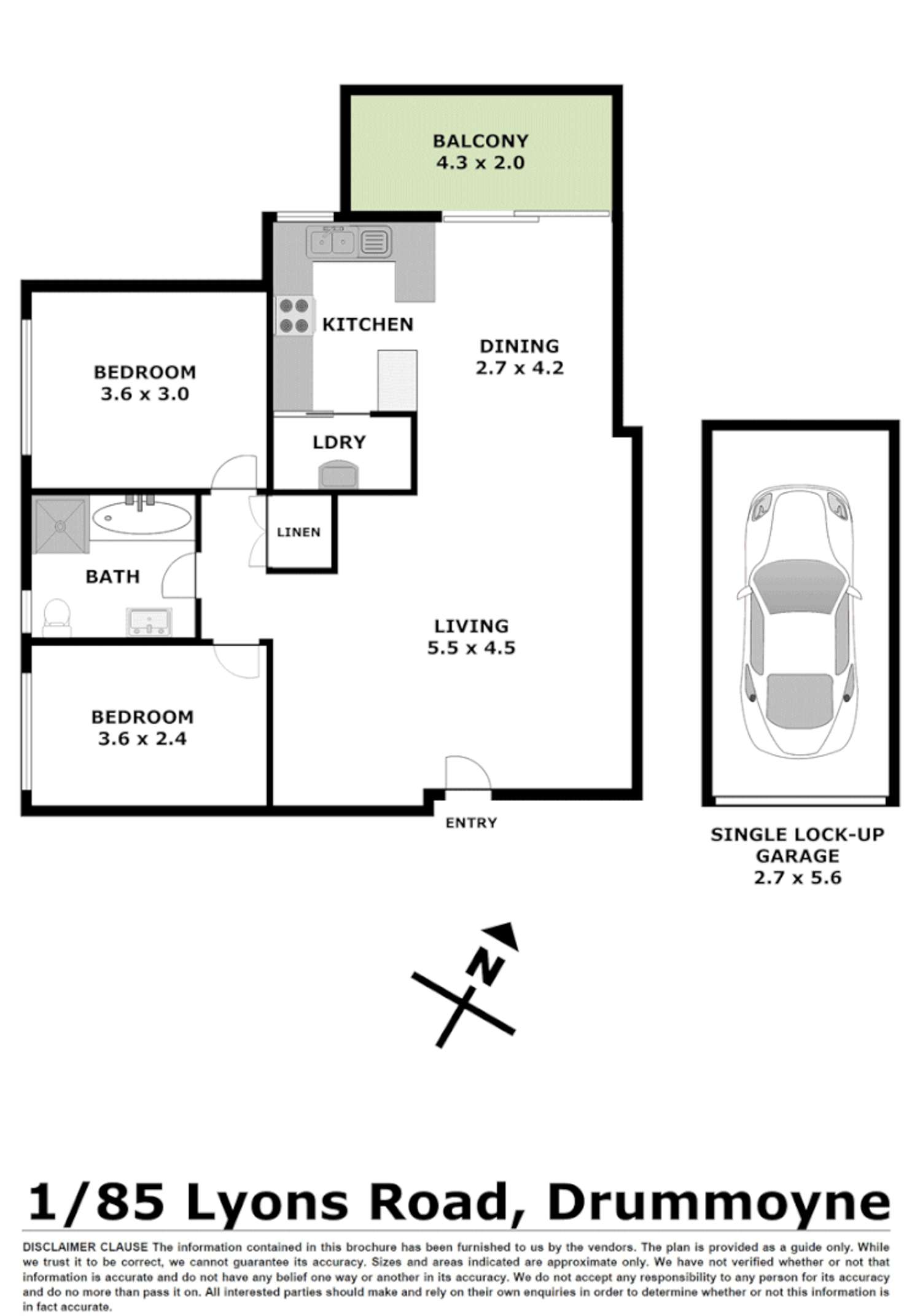 Floorplan of Homely apartment listing, 1/85 Lyons Road, Drummoyne NSW 2047