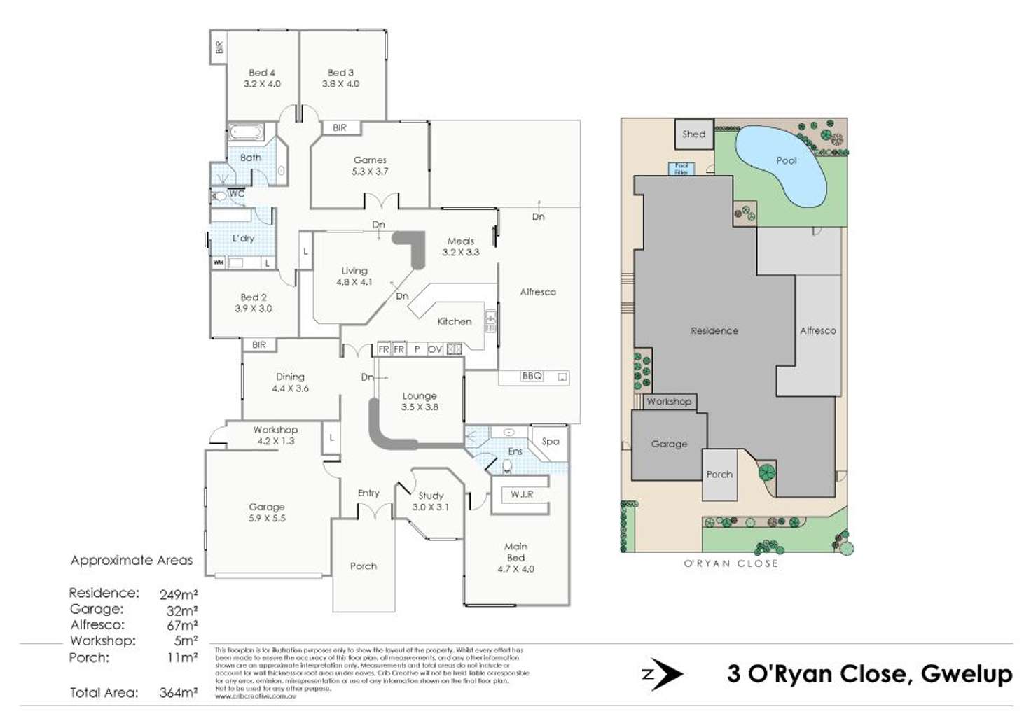 Floorplan of Homely house listing, 3 O'Ryan Close, Gwelup WA 6018