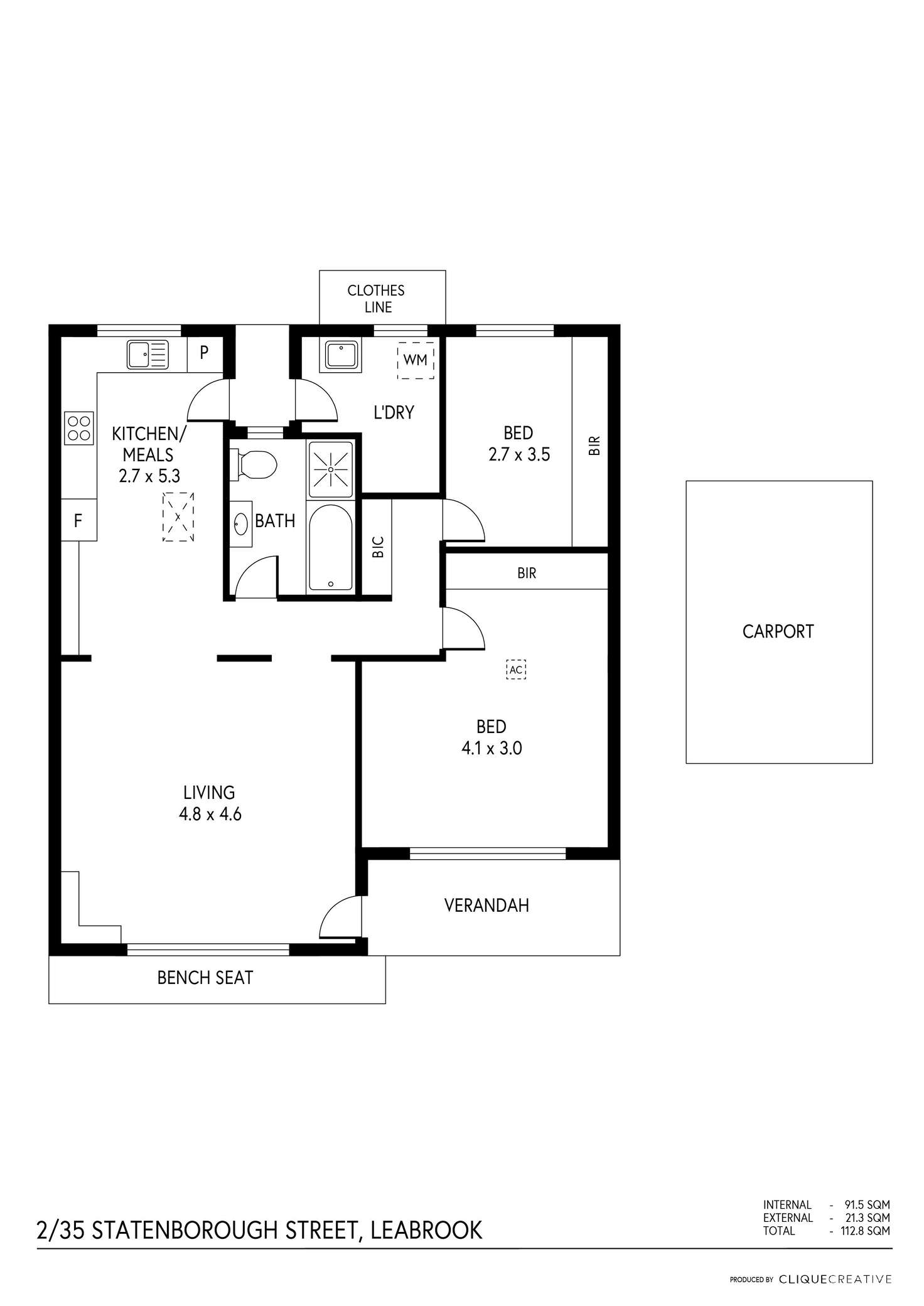 Floorplan of Homely unit listing, 2/35 Statenborough Street, Leabrook SA 5068