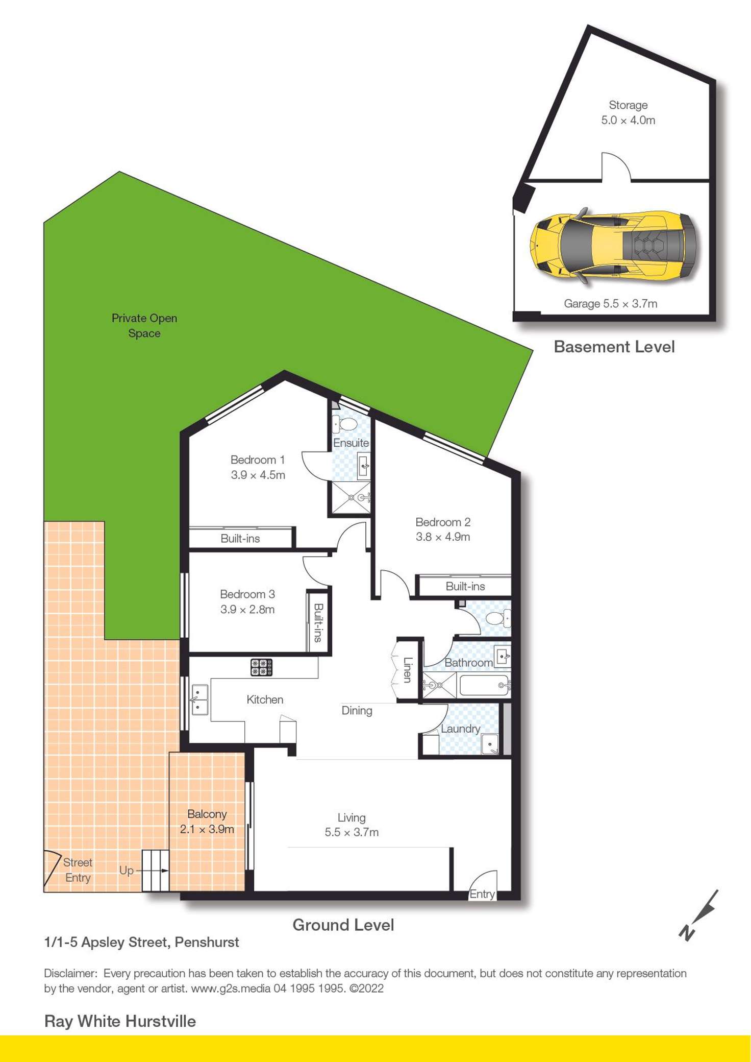 Floorplan of Homely unit listing, 1/1-5A Apsley Street, Penshurst NSW 2222