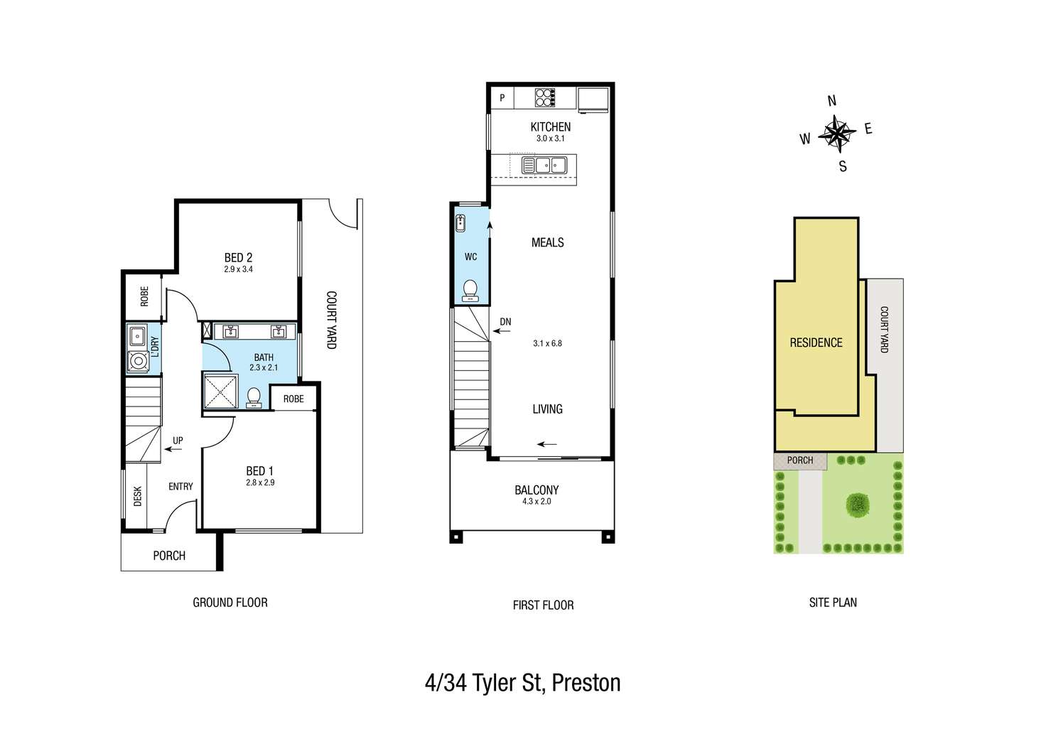 Floorplan of Homely townhouse listing, 4/34 Tyler Street, Preston VIC 3072