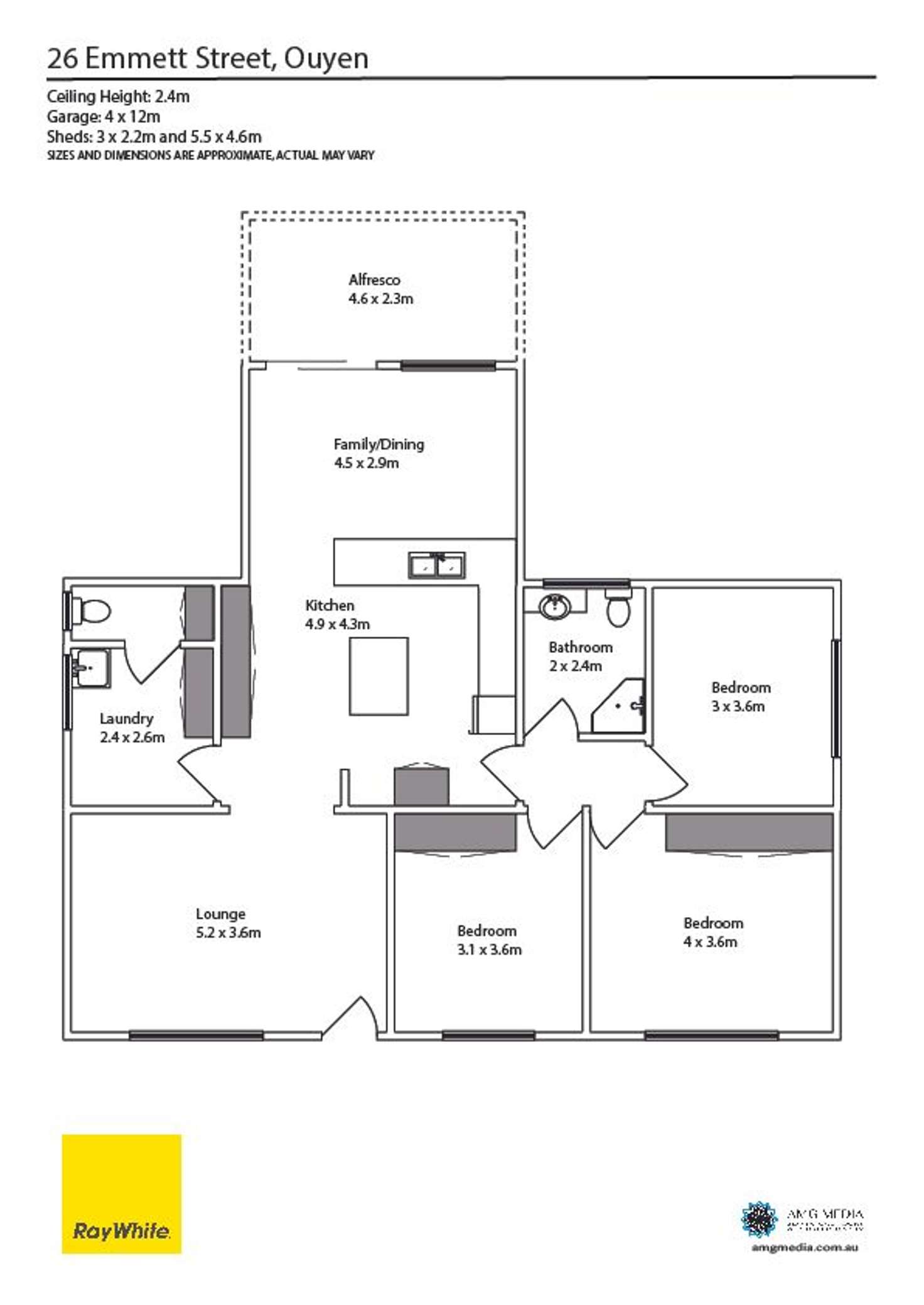 Floorplan of Homely house listing, 26 Emmett Street, Ouyen VIC 3490