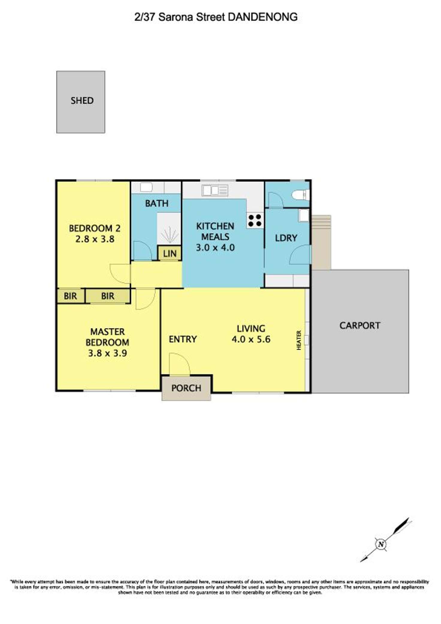 Floorplan of Homely unit listing, 2/37 Sarona Street, Dandenong VIC 3175