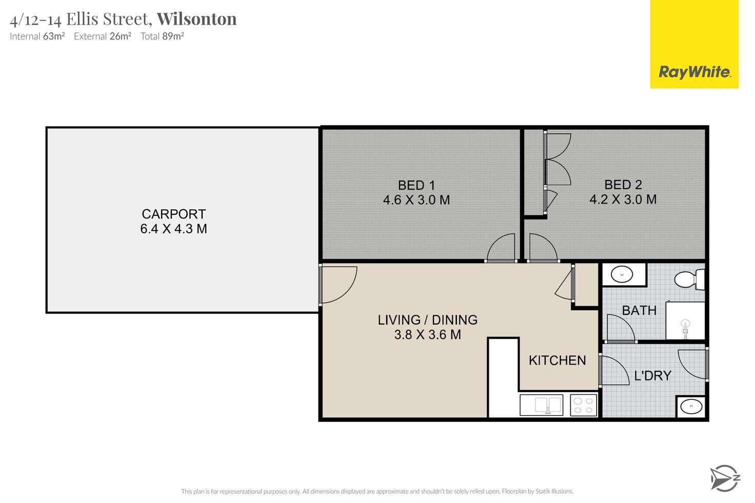 Floorplan of Homely unit listing, 4/12-14 Ellis Street, Wilsonton QLD 4350