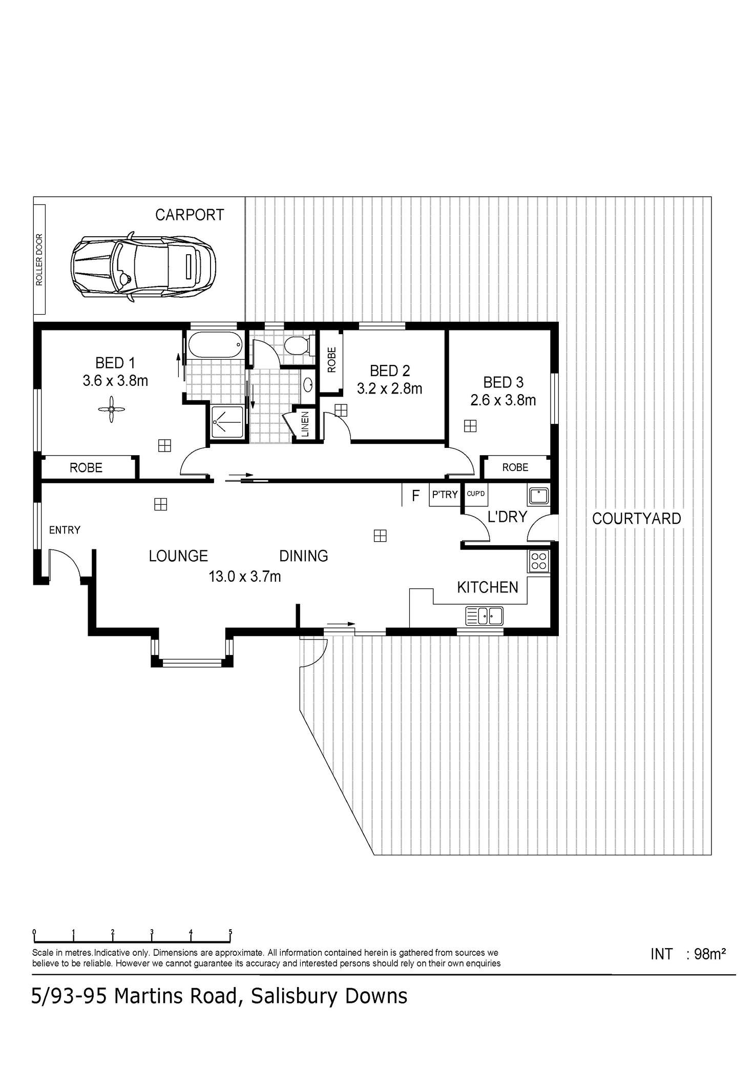 Floorplan of Homely unit listing, 5/93-95 Martins Road, Salisbury Downs SA 5108