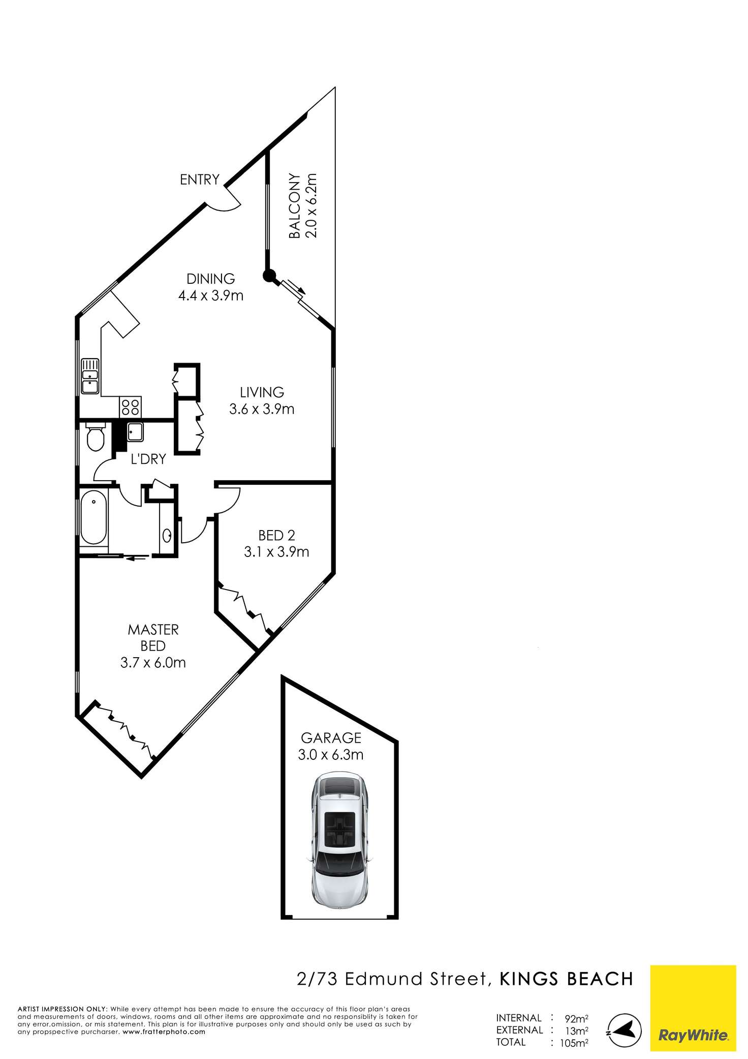 Floorplan of Homely unit listing, Unit 2/73 Edmund Street, Kings Beach QLD 4551