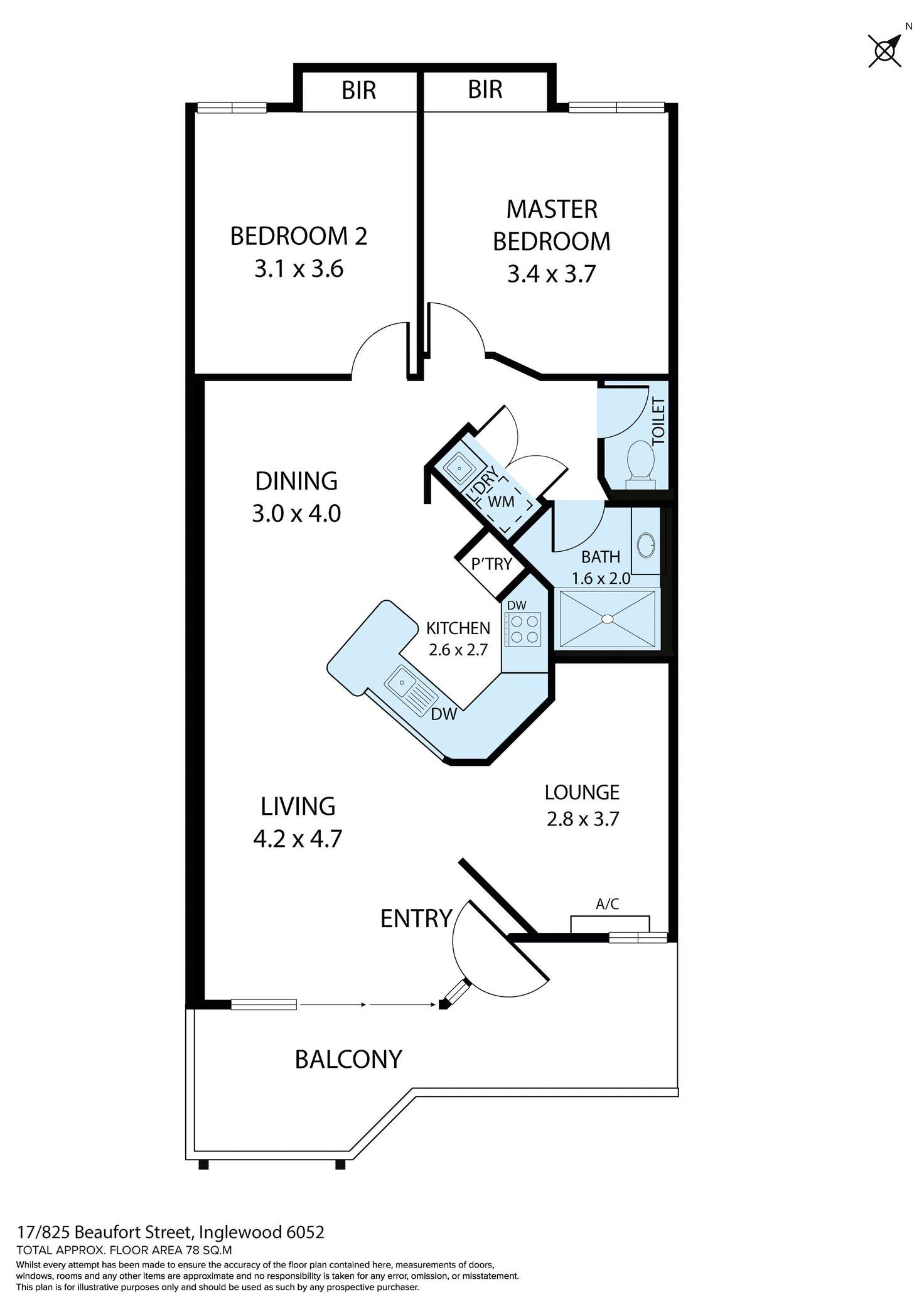 Floorplan of Homely unit listing, 17/825 Beaufort Street, Inglewood WA 6052