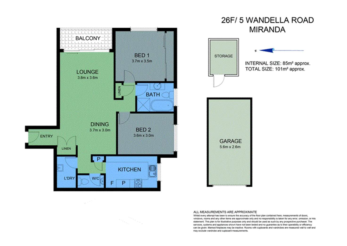 Floorplan of Homely apartment listing, 26F/5-29 Wandella Road, Miranda NSW 2228