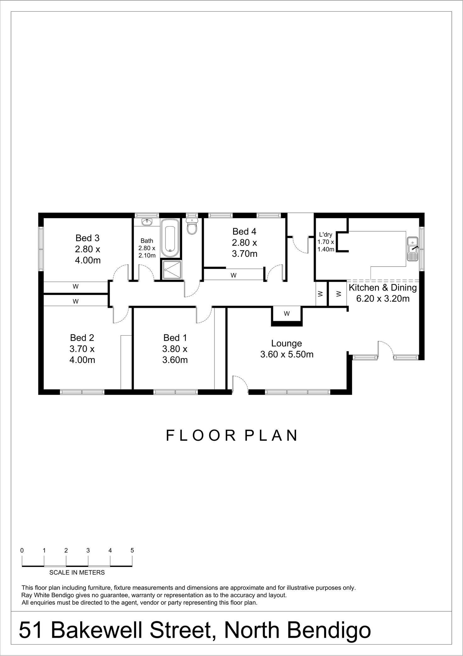 Floorplan of Homely house listing, 51 Bakewell Street, North Bendigo VIC 3550