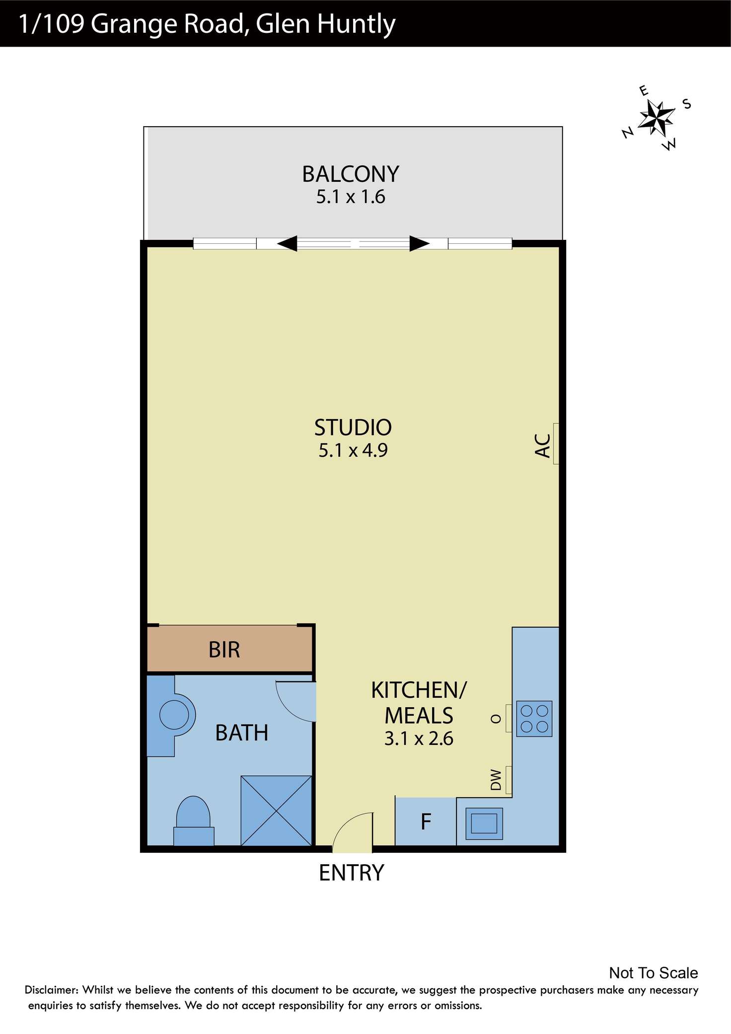 Floorplan of Homely studio listing, 1/109 Grange Road, Glen Huntly VIC 3163