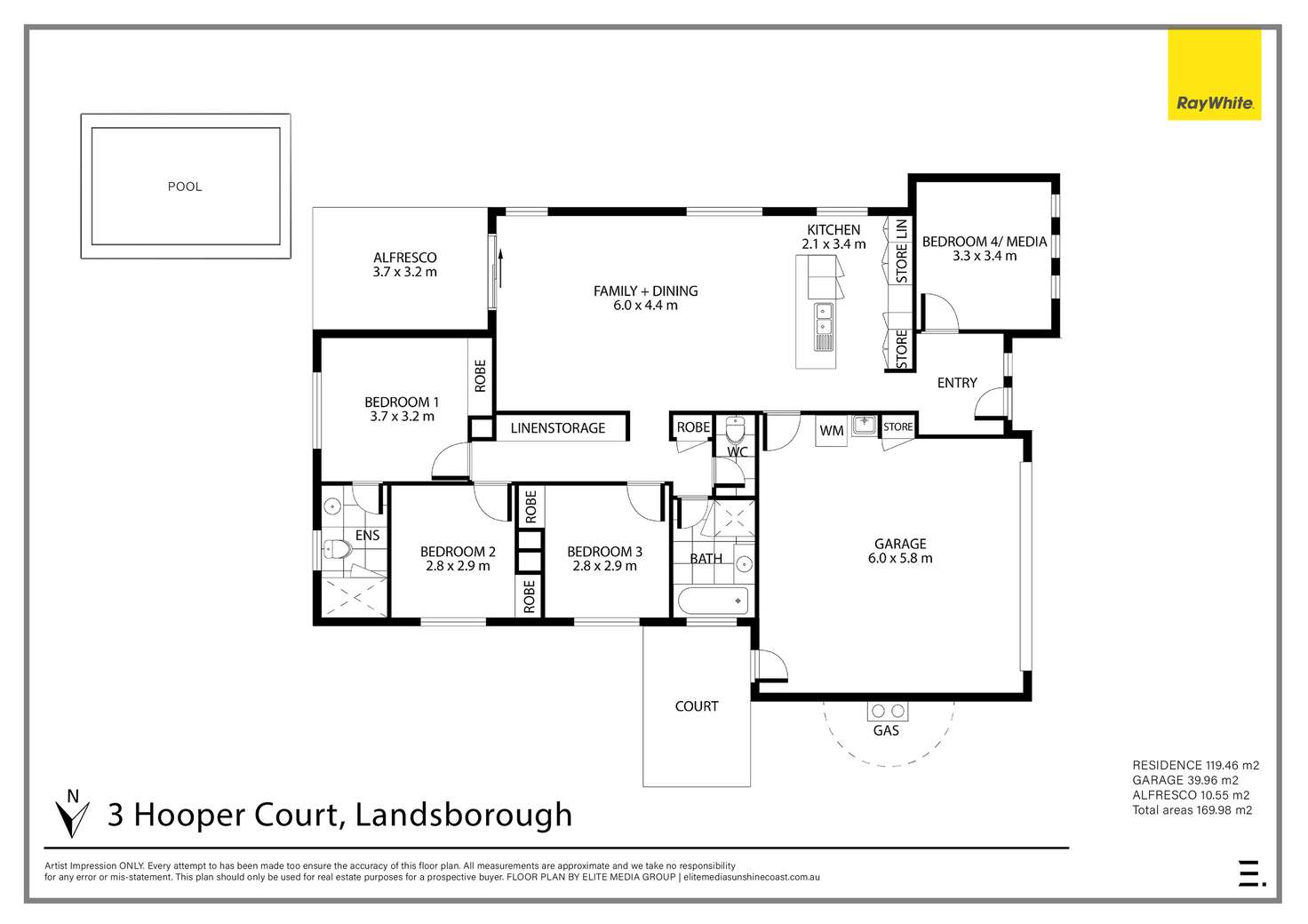 Floorplan of Homely house listing, 3 Hooper Court, Landsborough QLD 4550