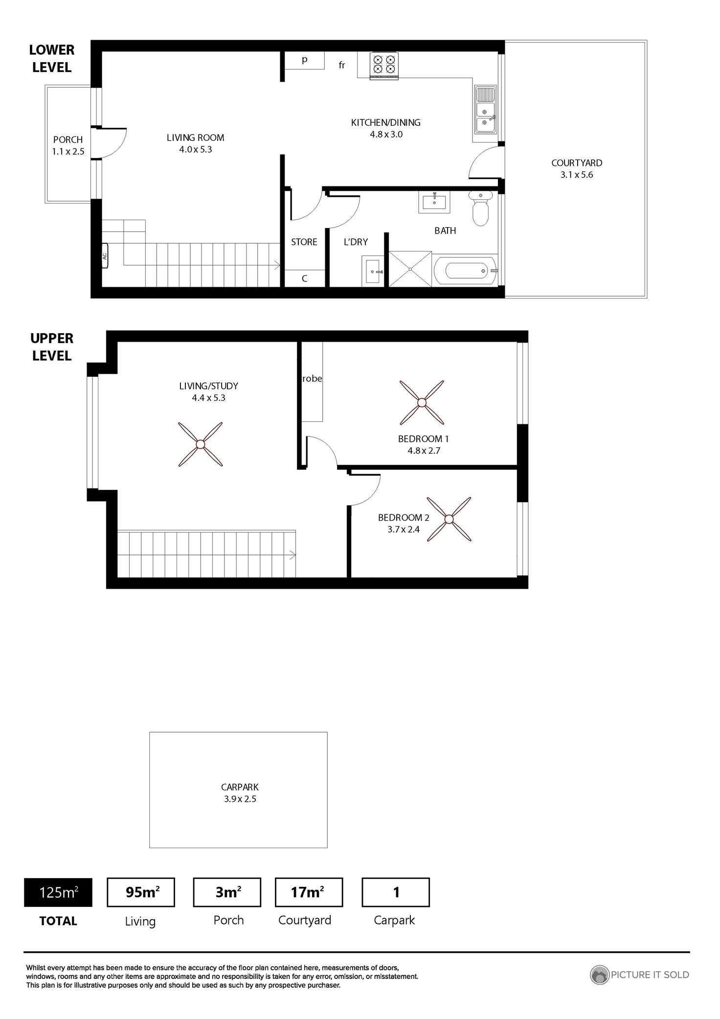 Floorplan of Homely townhouse listing, 8/17 Mary Street, Unley SA 5061